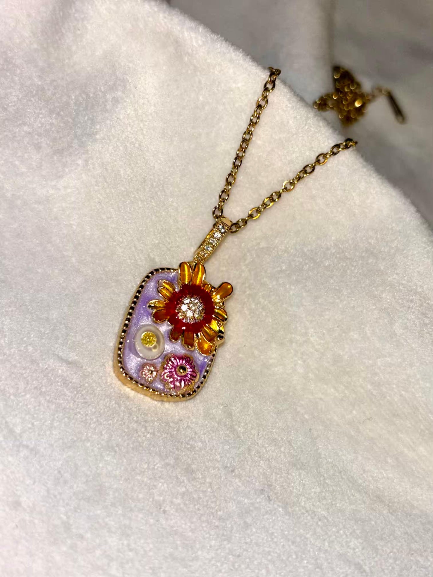 Lavender Portrait Necklace 18K Gold Plated Premium Necklace