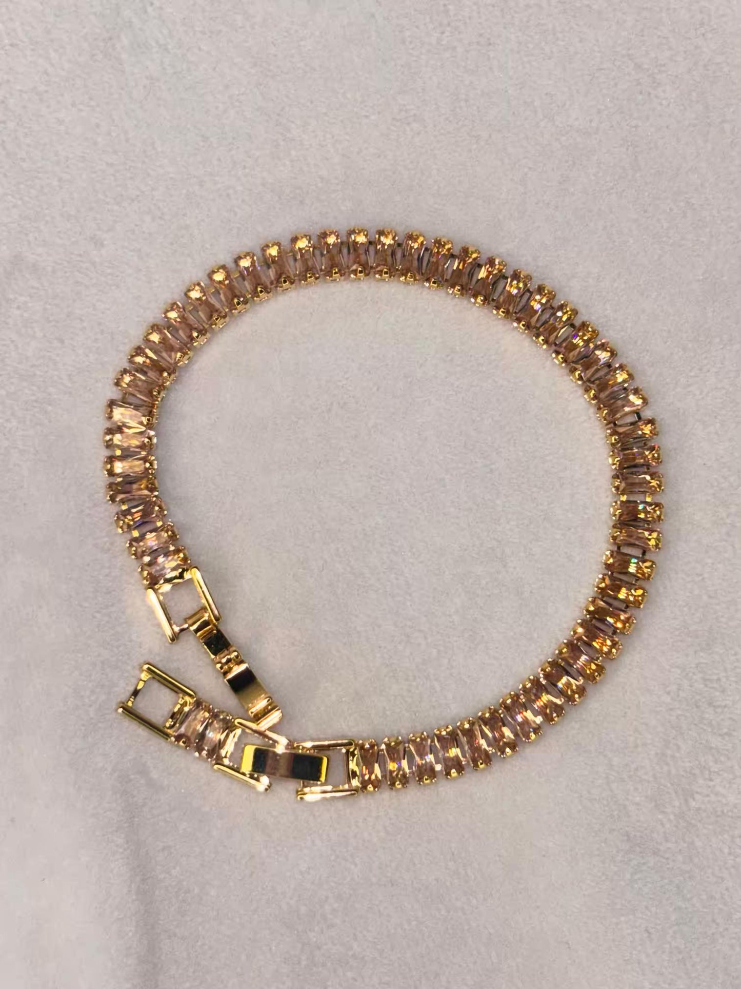 Radiant Shimmery Beige 18K Gold plated Tennis Bracelet
