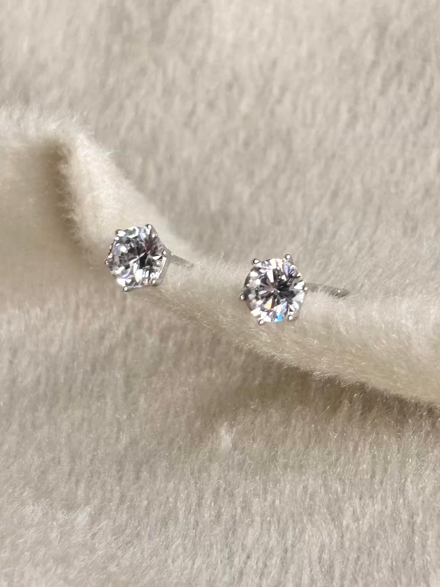 Hexagon Solitaire Earrings 925 Real Silver Plated Premium Earrings