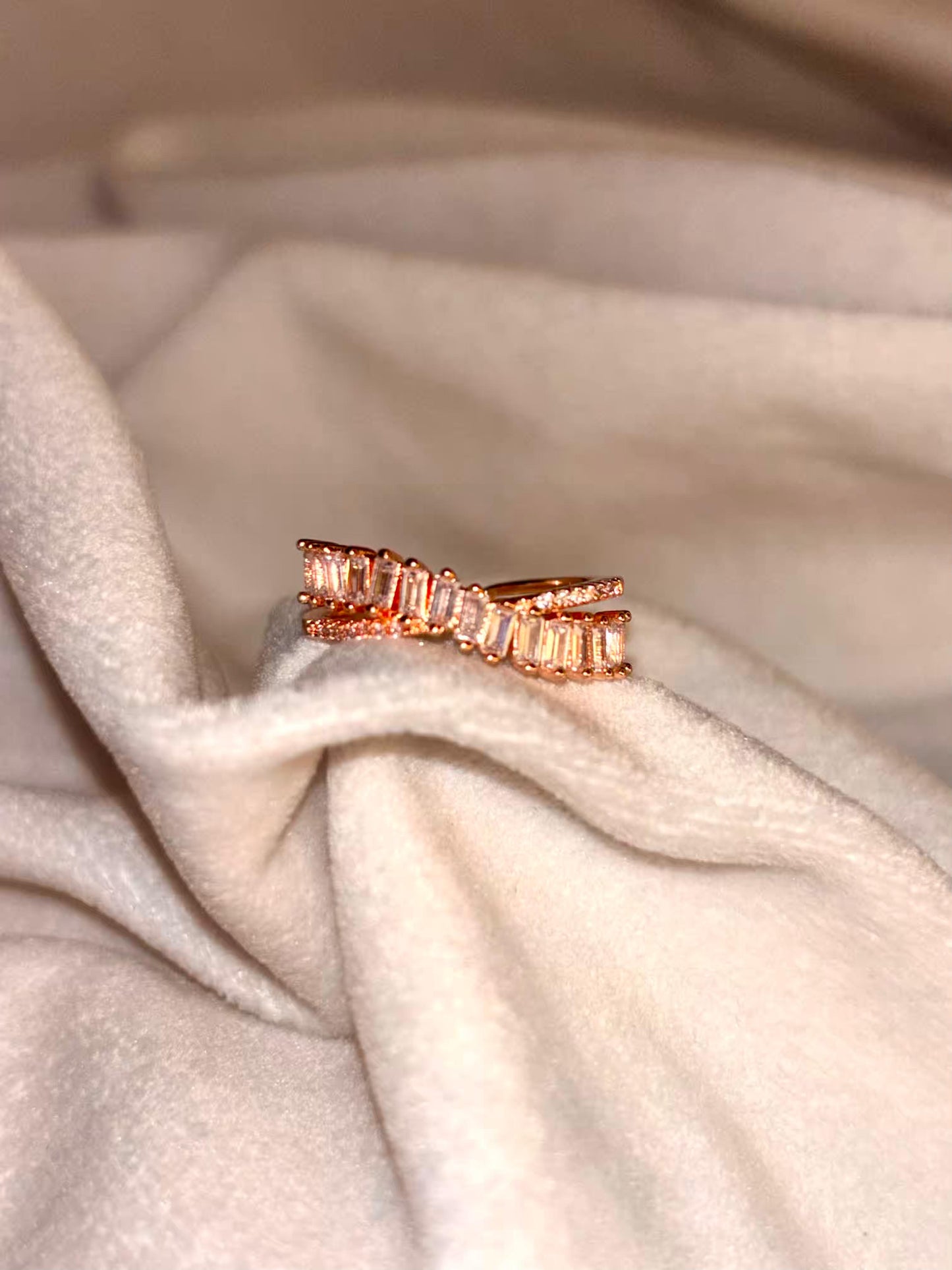 Criss Cross Ring Rose Gold Plated Adjustable Ring