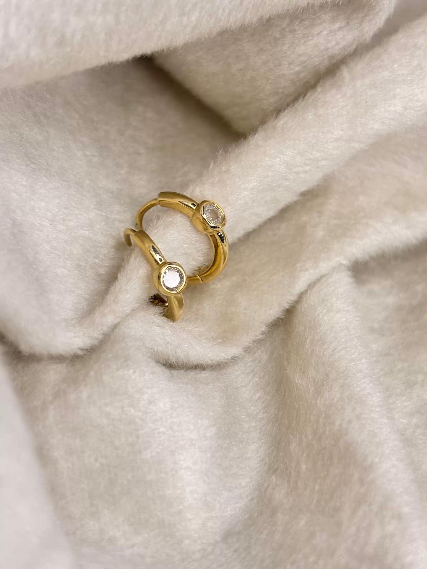White Stone Minimal Studd Earrings 18K Gold Plated Premium Earrings