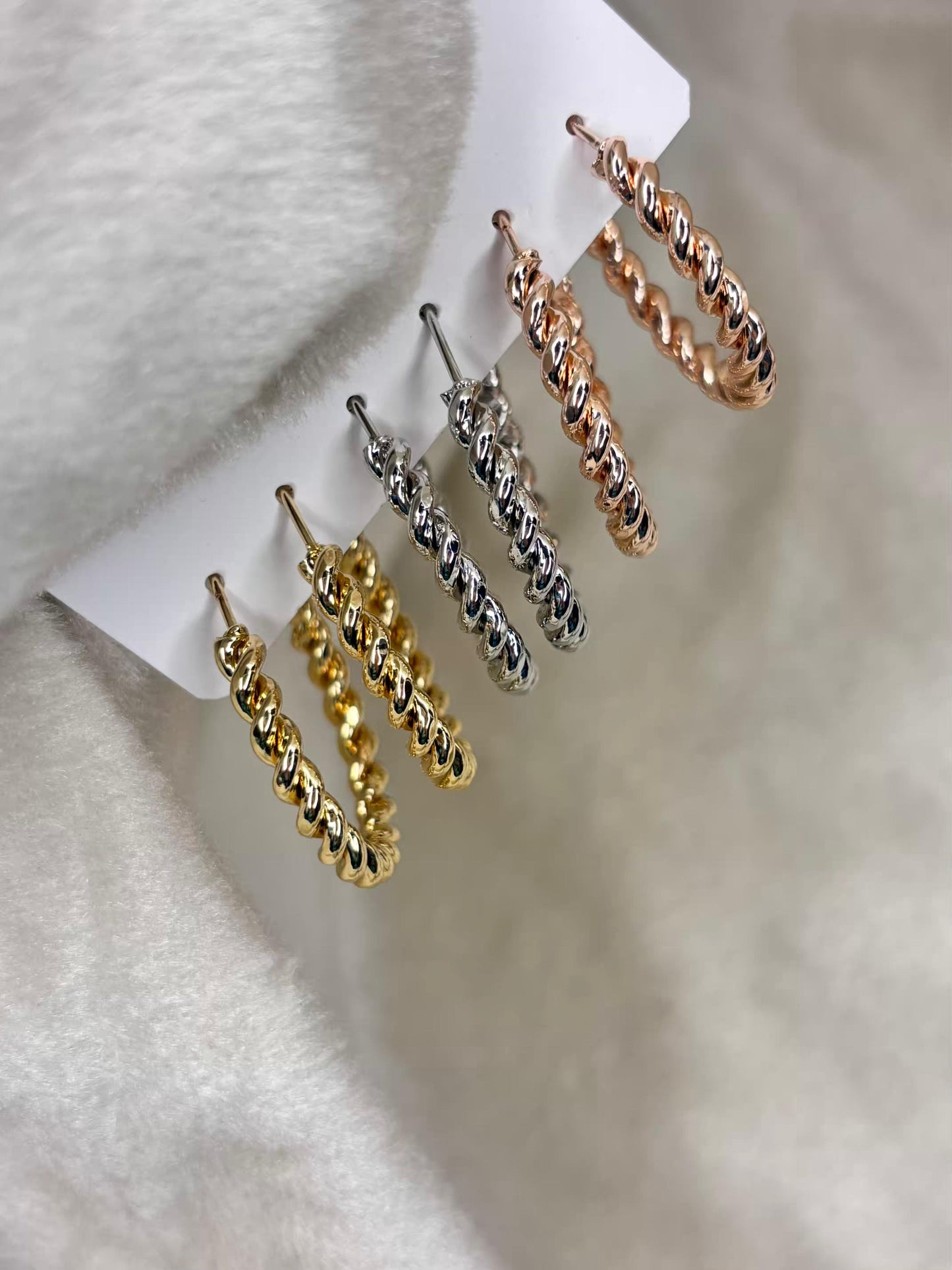 Multi Toned Twisted Hoops Premium Earrings ( Prepaid Only )