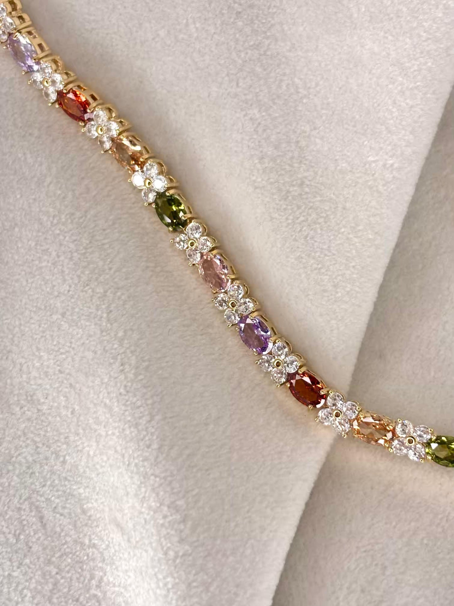 Princess Pastel Flora 18K Gold plated Tennis Bracelet