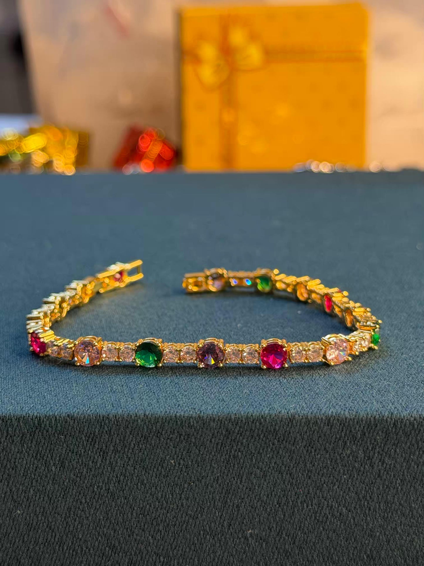 Carnival Cube Multicolour Silver Plated Tennis Bracelet