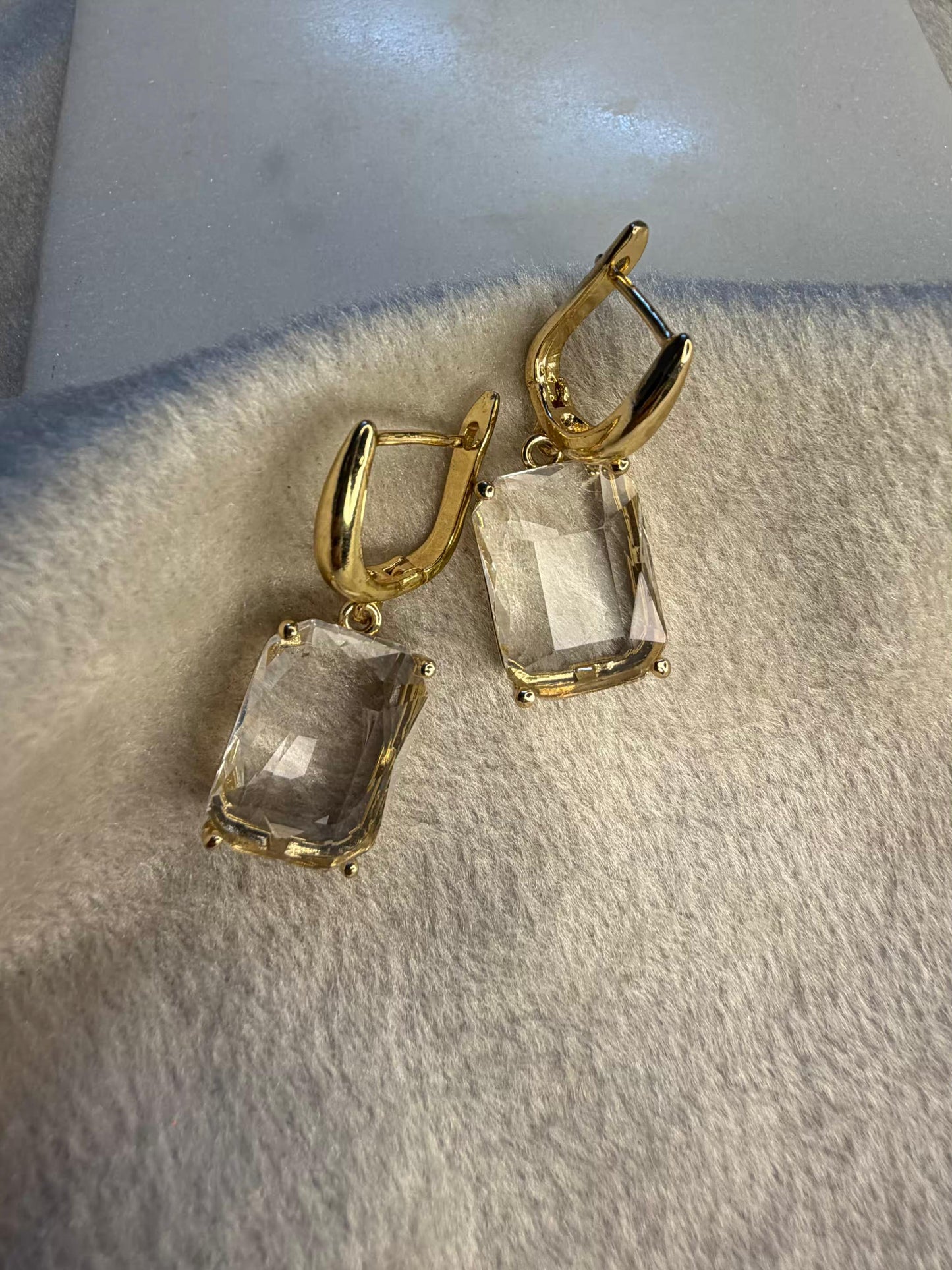 Clear Crystal Stud Gold Plated Earrings