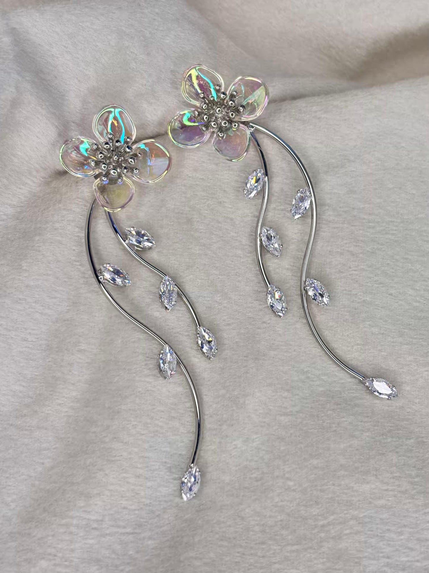 Charmy Veins Silver Plated Premium Earrings