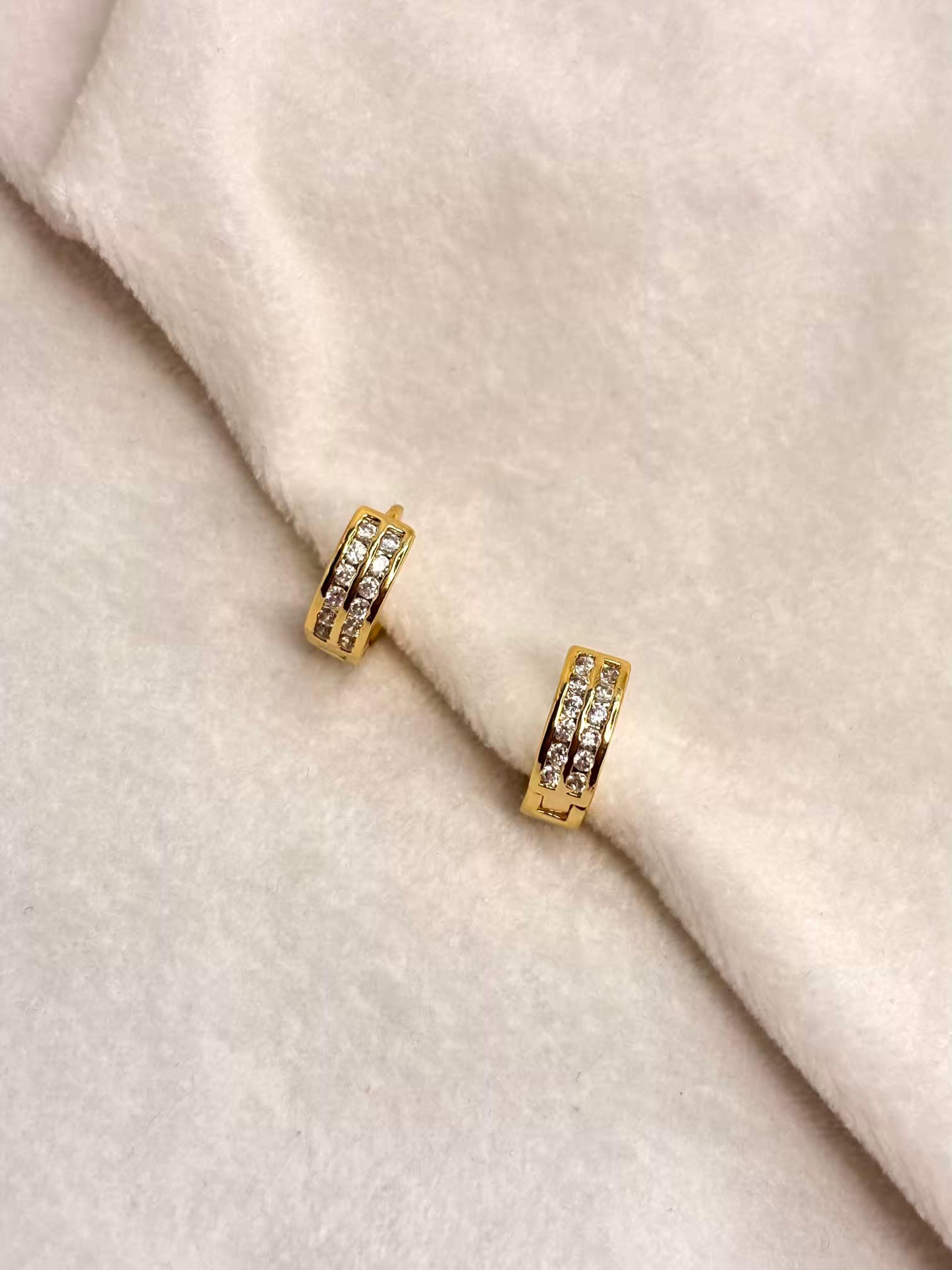 Tiny Thick Studded Hoops Bali Earrings - 18K Gold Plated Earrings