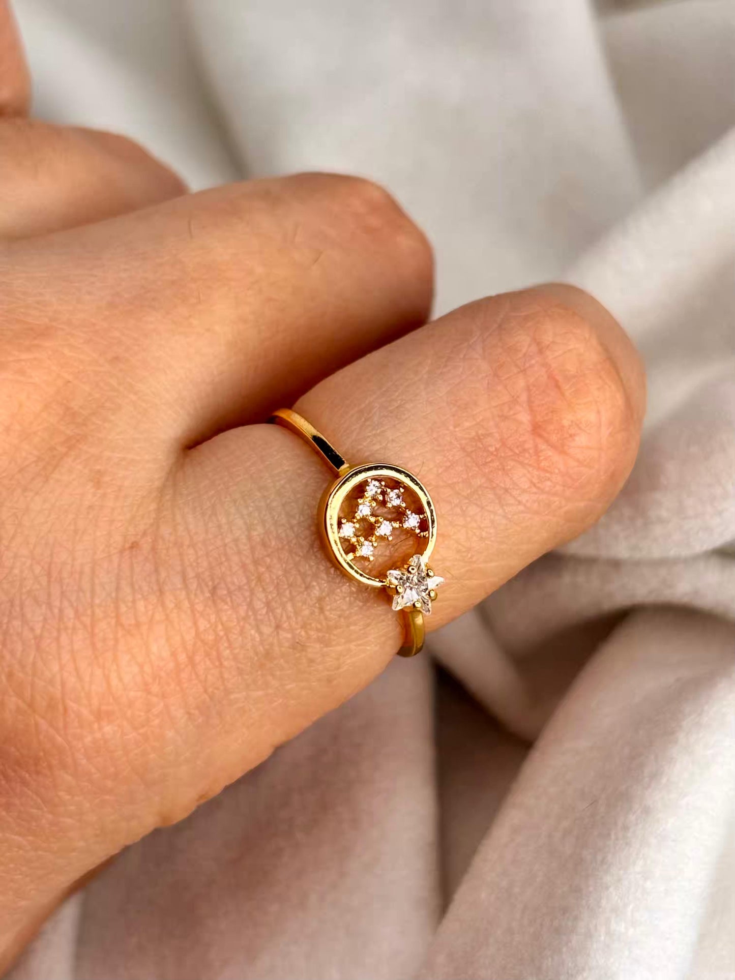 Circle Bling 18K Gold plated Adjustable Ring