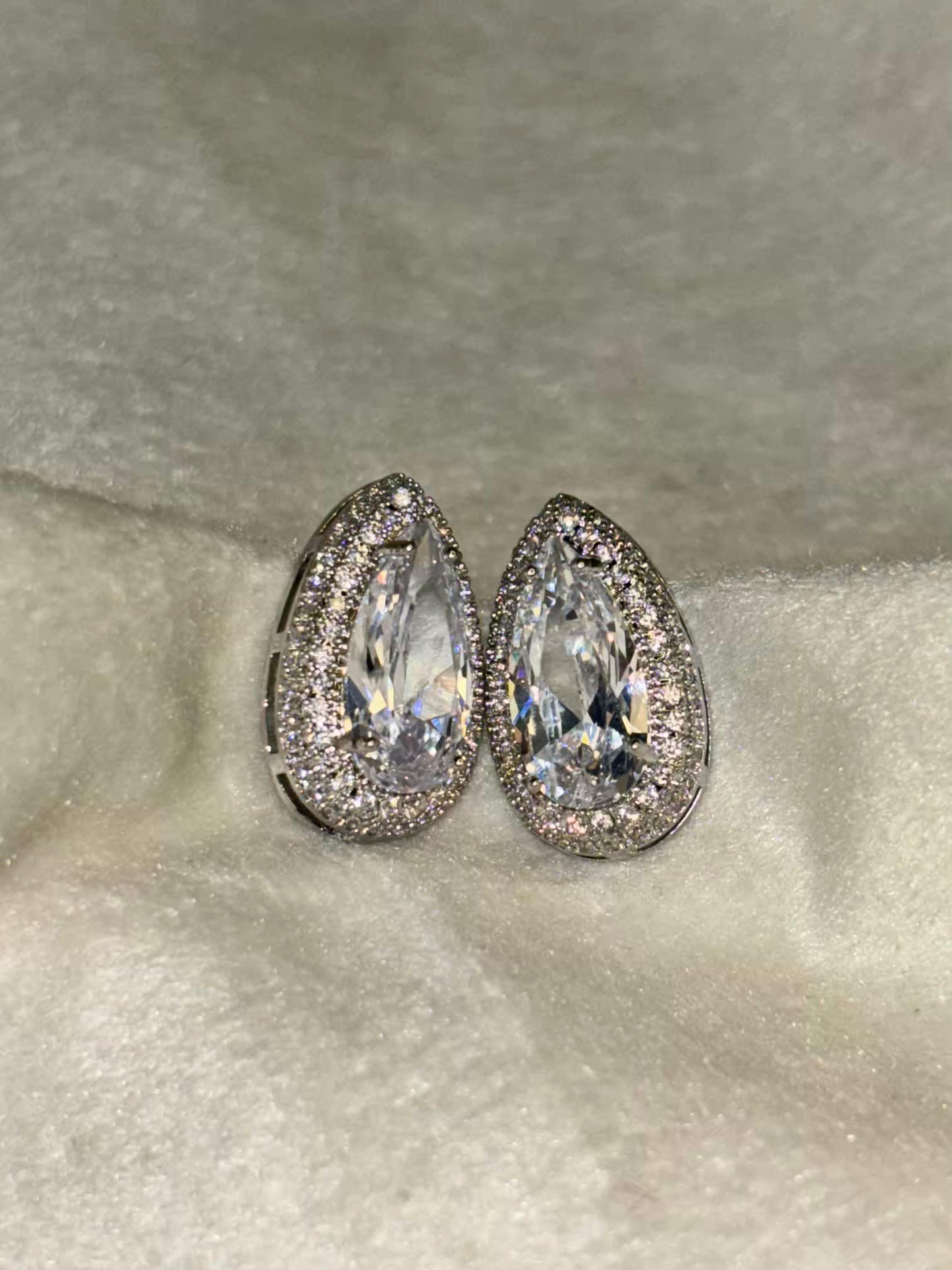 White Solitaire Studds Silver Plated Premium Earrings