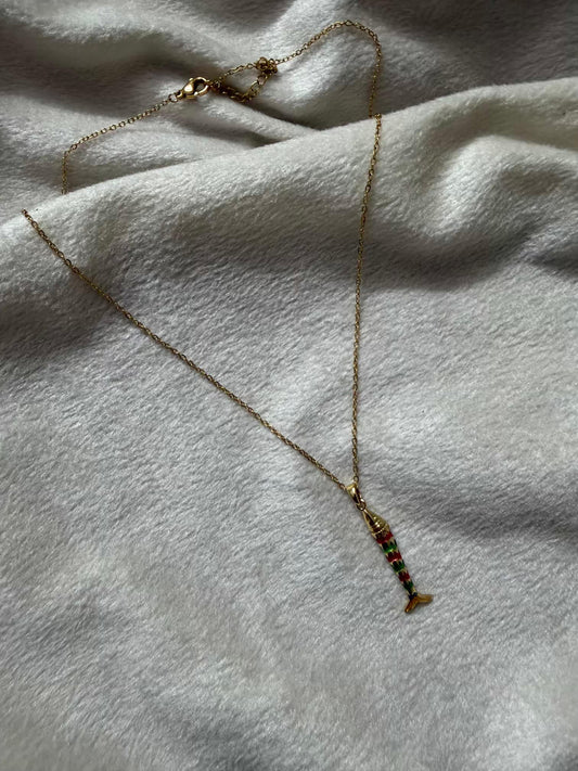 Multicolour Enamel Fish Charm Chain Necklace Gold Plated Premium Necklace