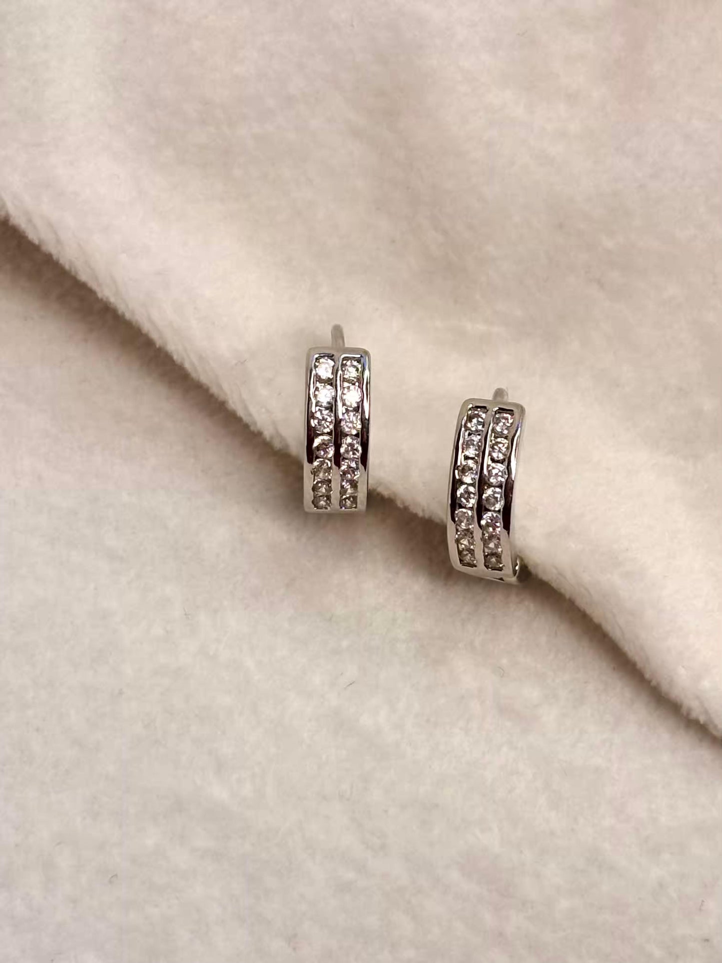 Thick Studded Hoops Bali Earrings - Silver Plated