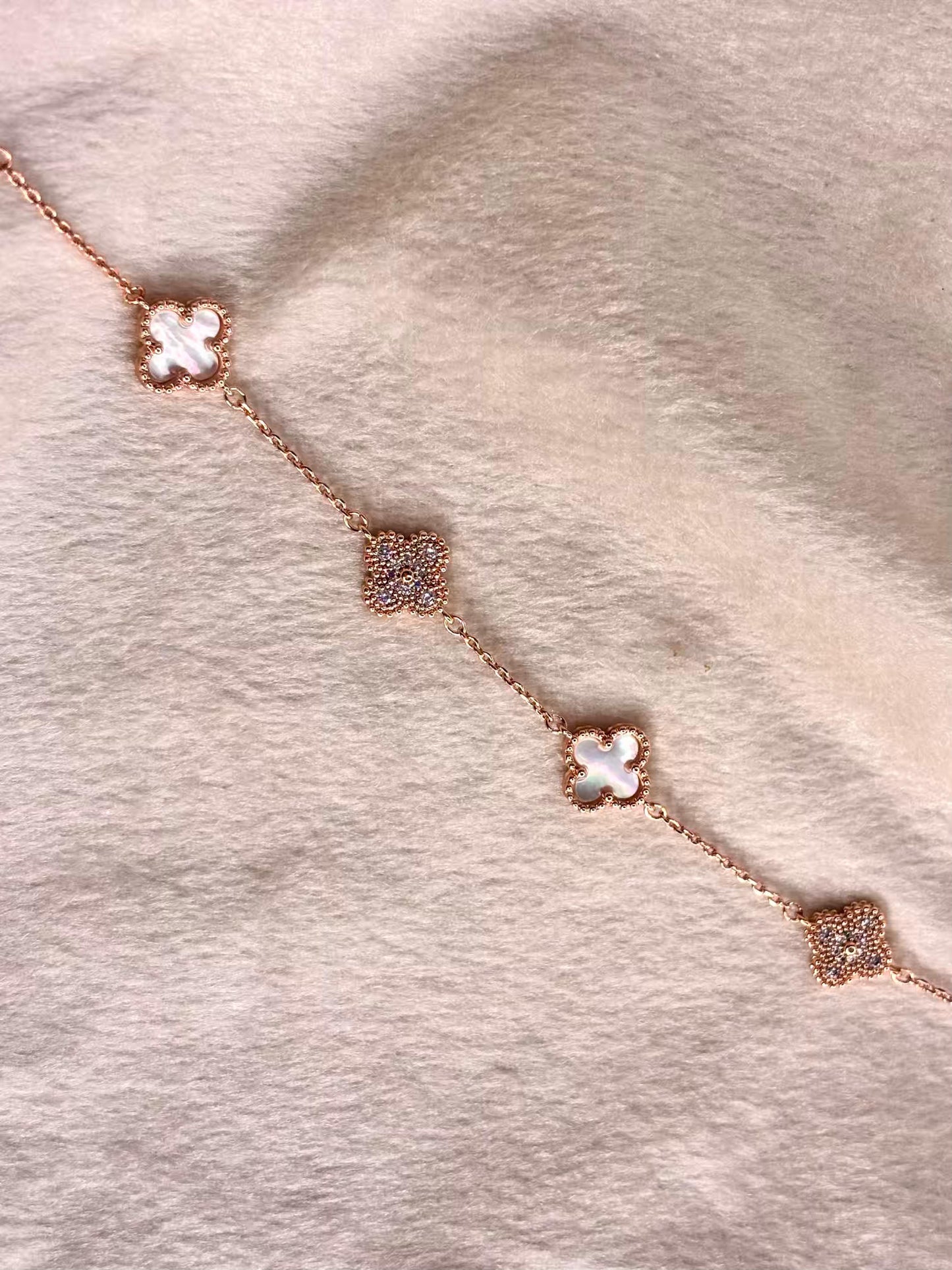 Twin Clovers Premium Rose Gold Plated Chain Bracelet