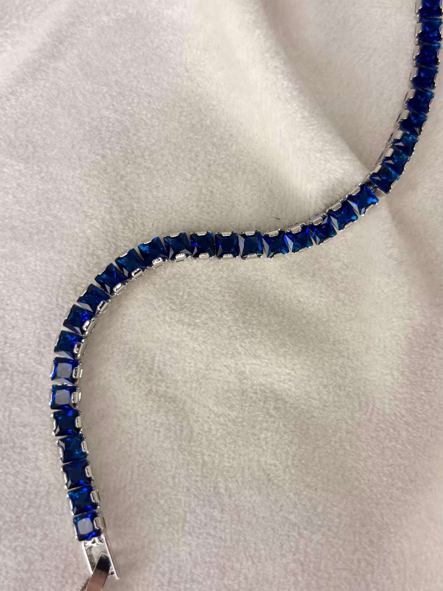 Radiant Blue Silver Plated Tennis Bracelet