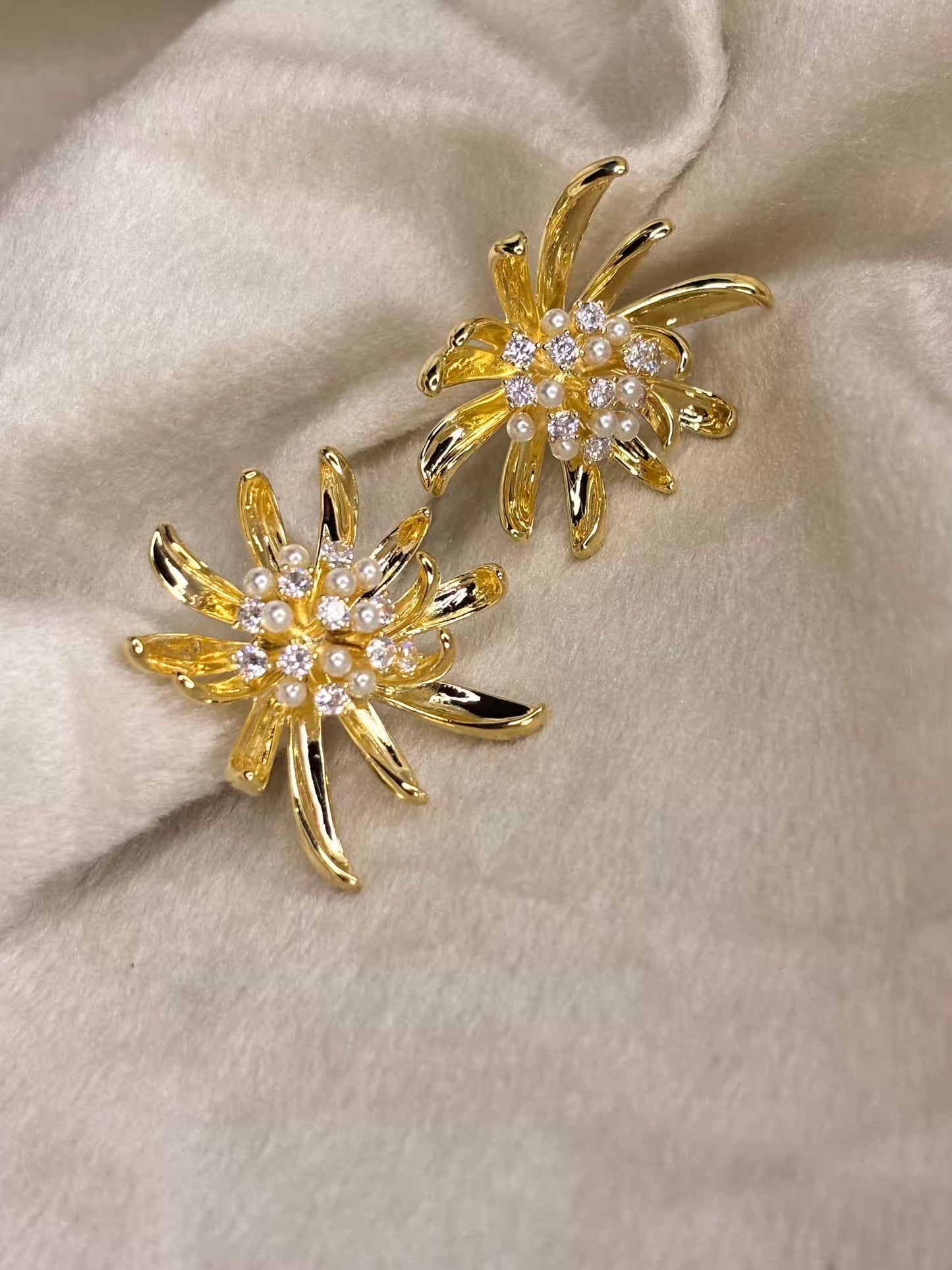 Studded Flakes Earrings 18K Gold Plated Earrings Premium Earrings