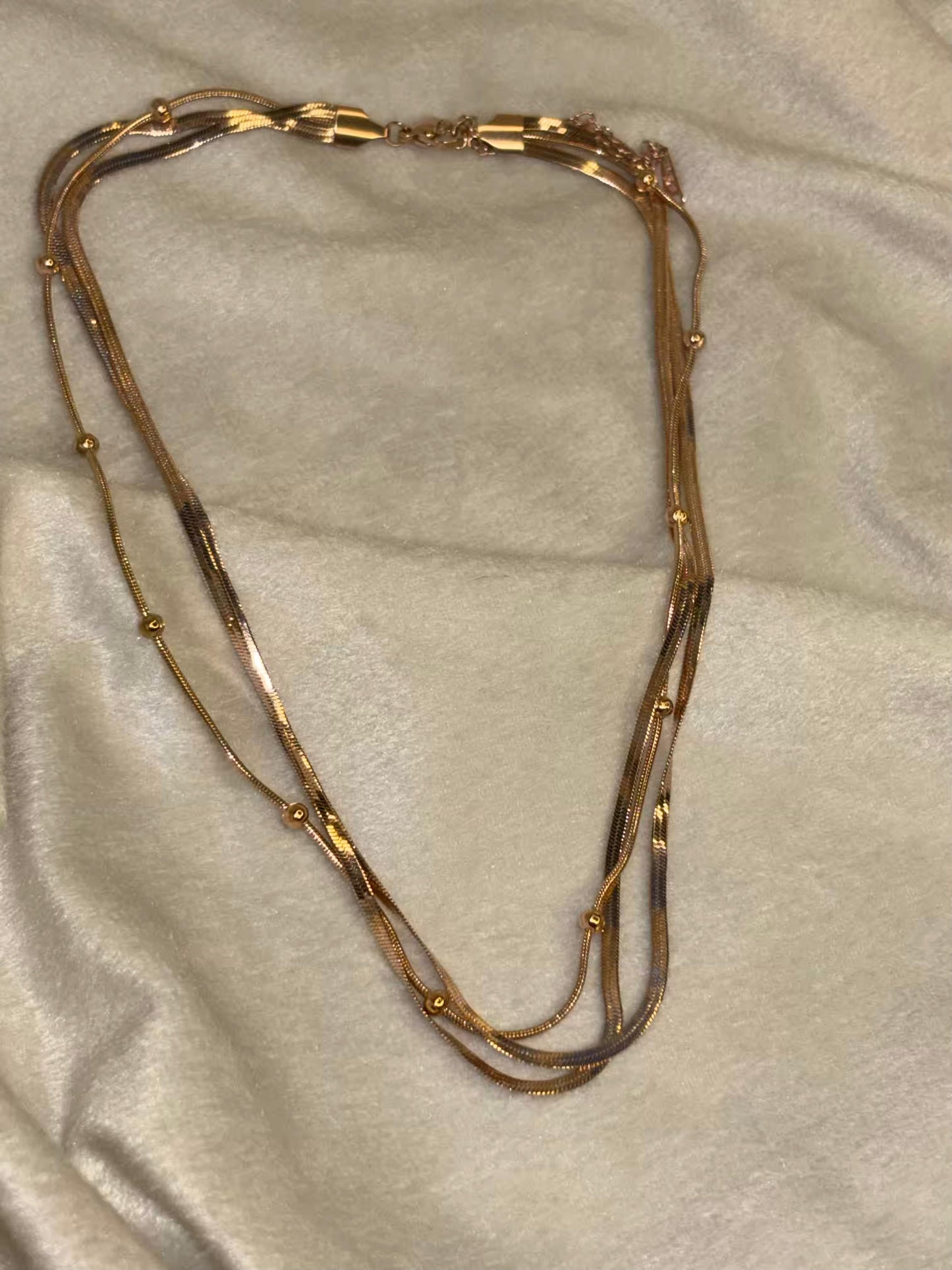 Three Layered Snake Chain Necklace 18K Gold Plated Premium Necklace