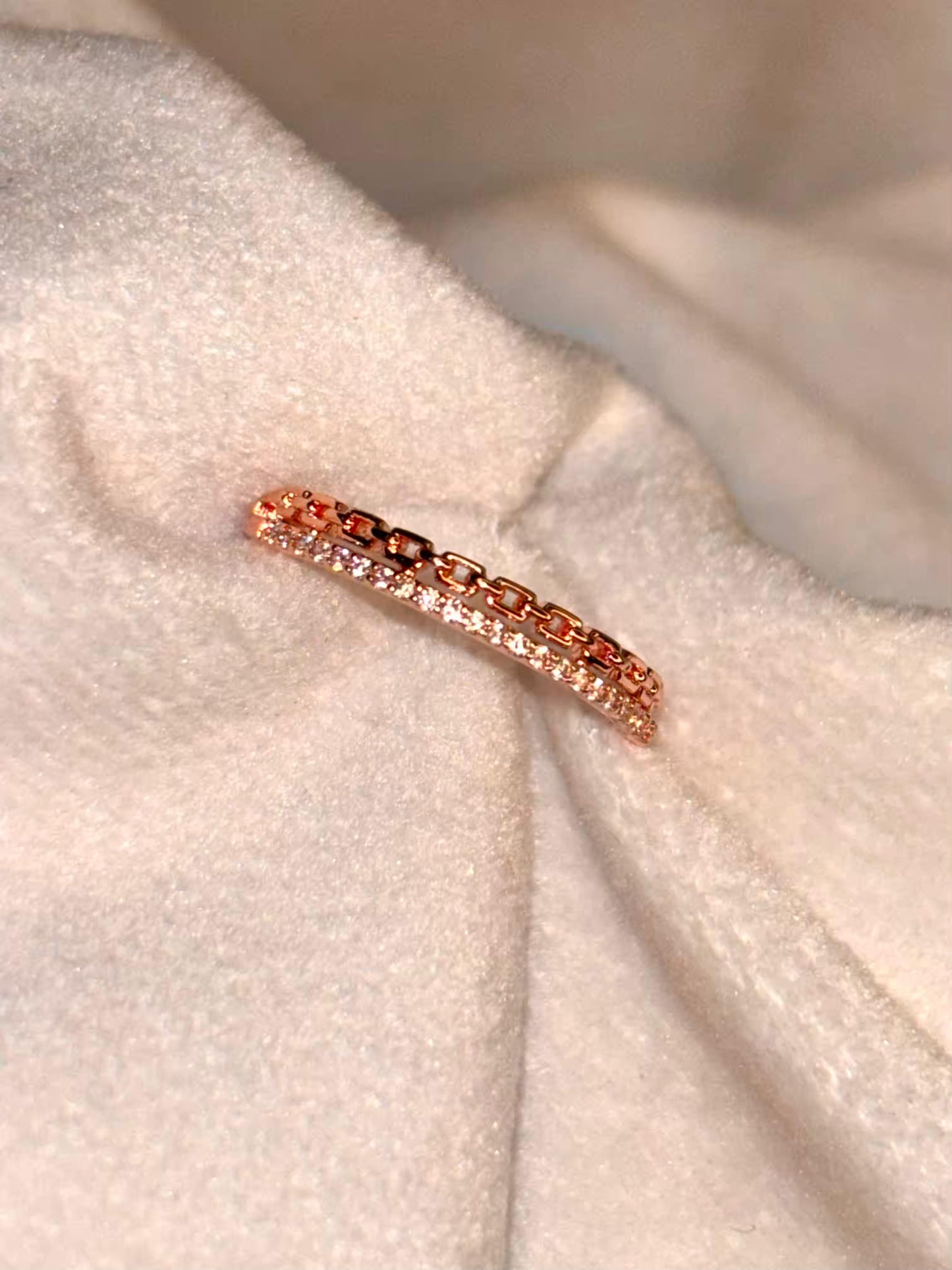Layered Chain Ring Rose Gold Plated Adjustable Ring