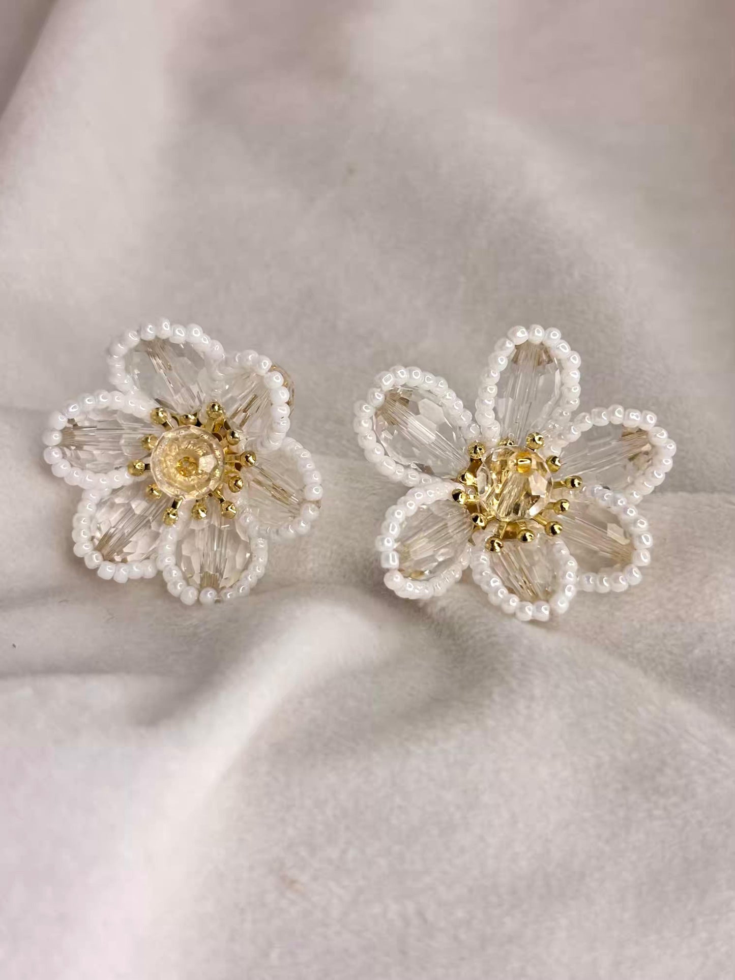 Beaded Floral Studds Earrings 18K Gold Plated Premium Earrings
