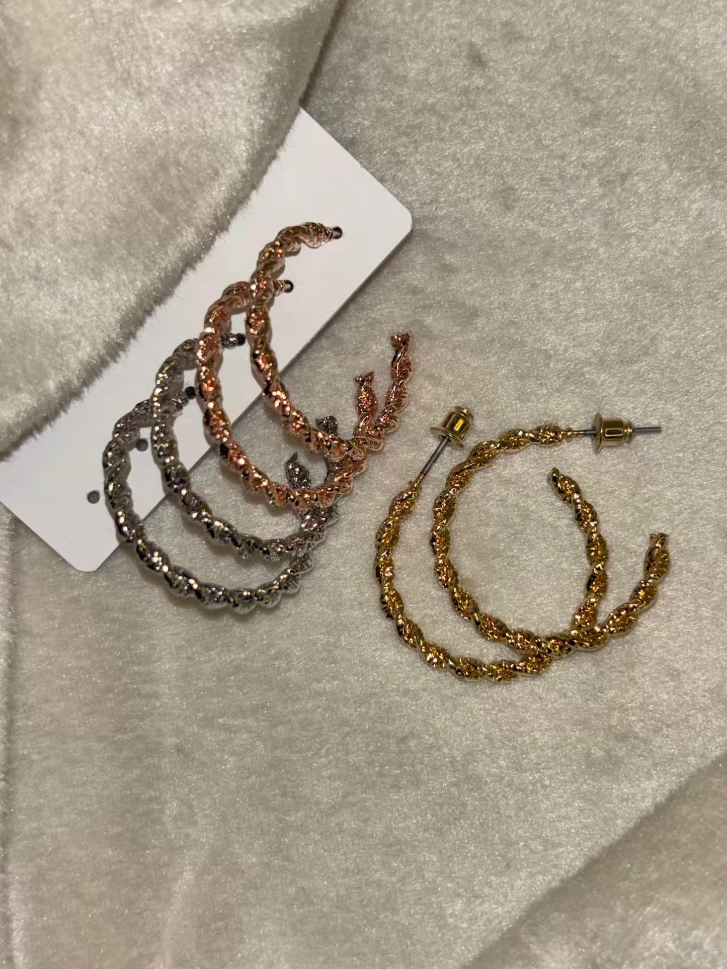 Multi Toned Twisted Hoops Premium Earrings ( Prepaid Only )