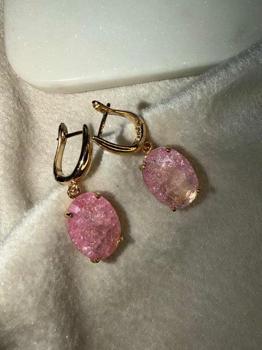 Baby Pink Stud Gold Plated Earrings