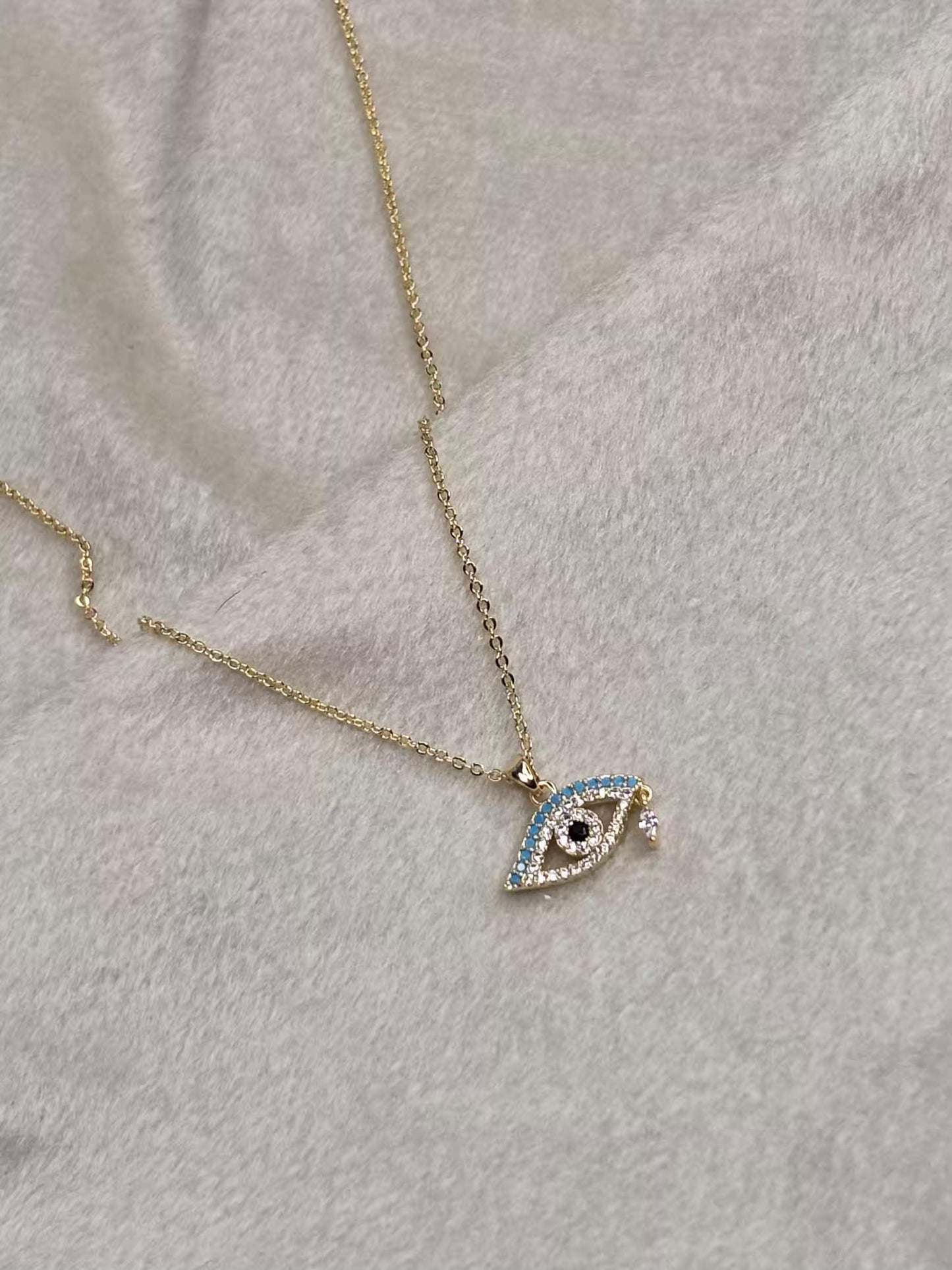 Delicate Gold Eye Necklace 18K Gold Plated Premium Necklace