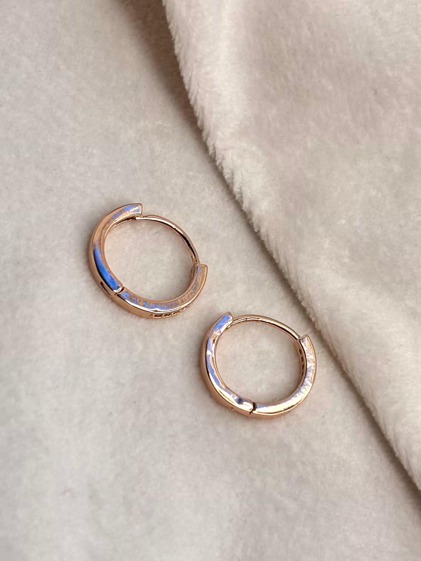 Tiny Studded Hoops Bali Earrings - Rose Gold Plated