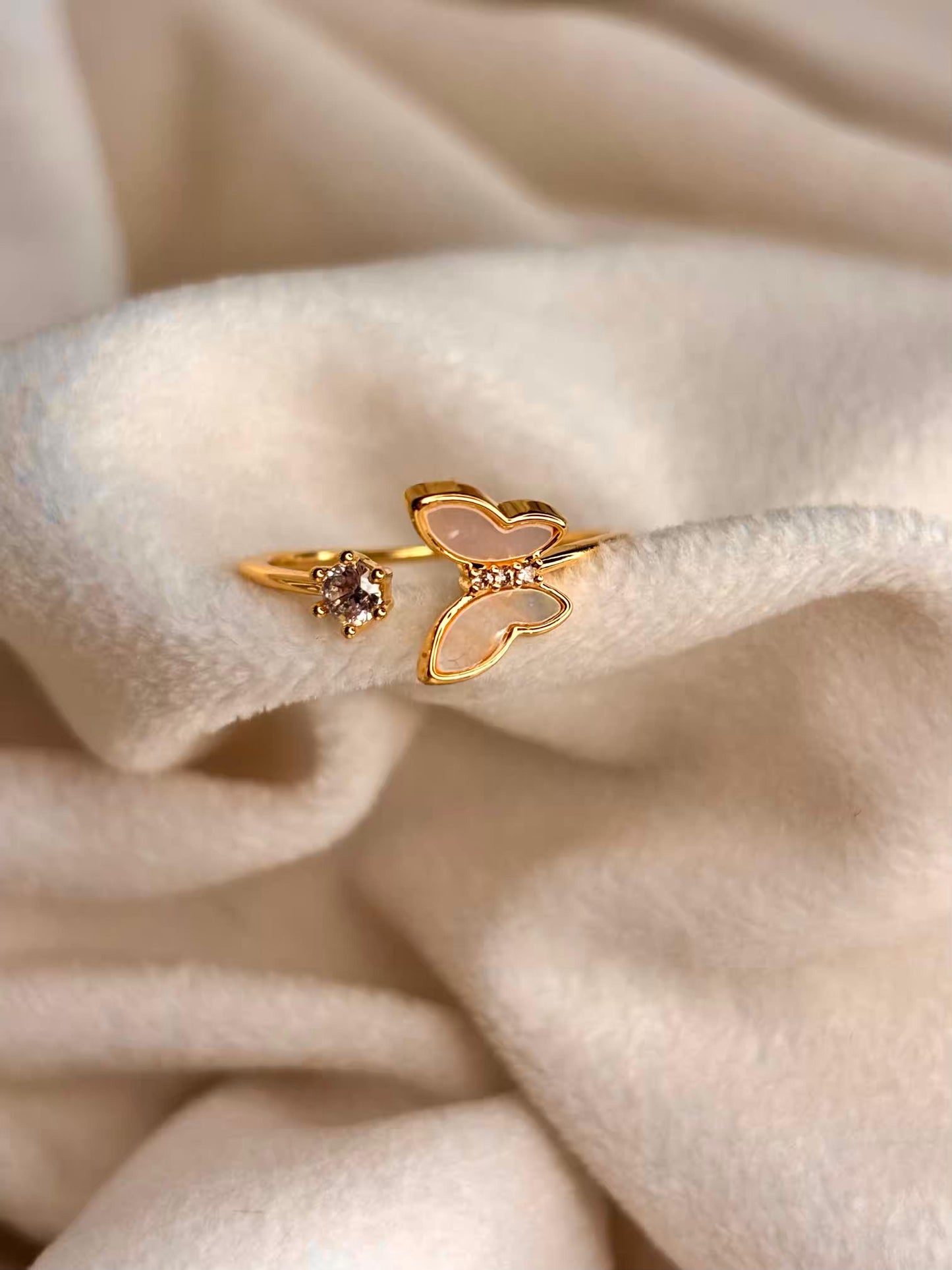 Translucent Butterfly Ring 18K Gold plated Adjustable Ring