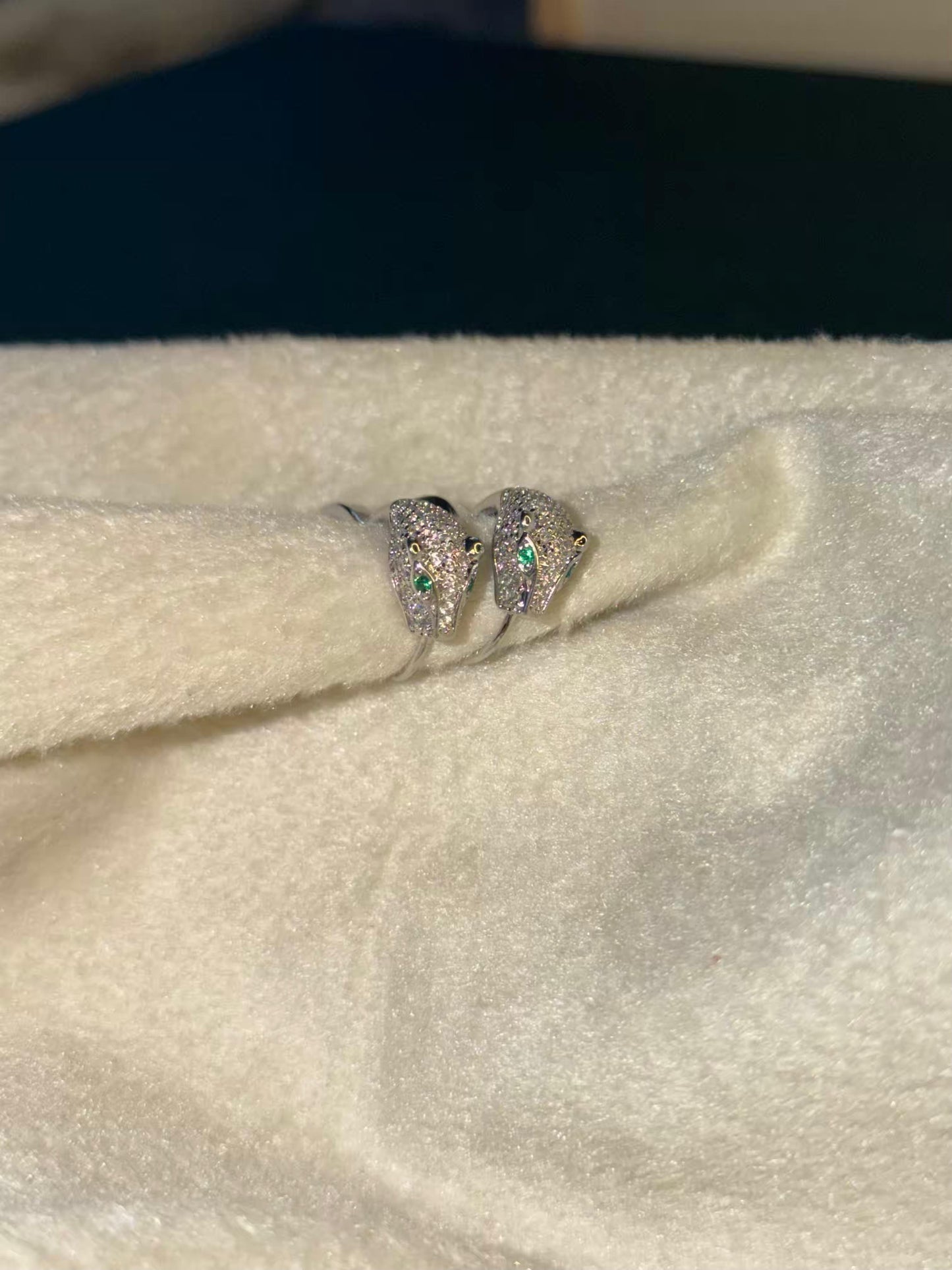 Silver Panther Huggies Ear Studs