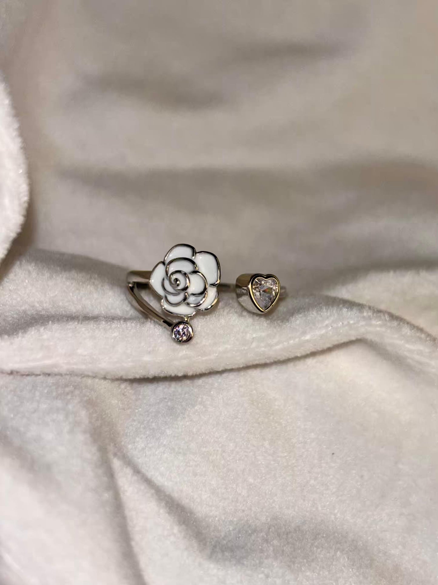 Rose Triad Ring (Silver)Adjustable Ring