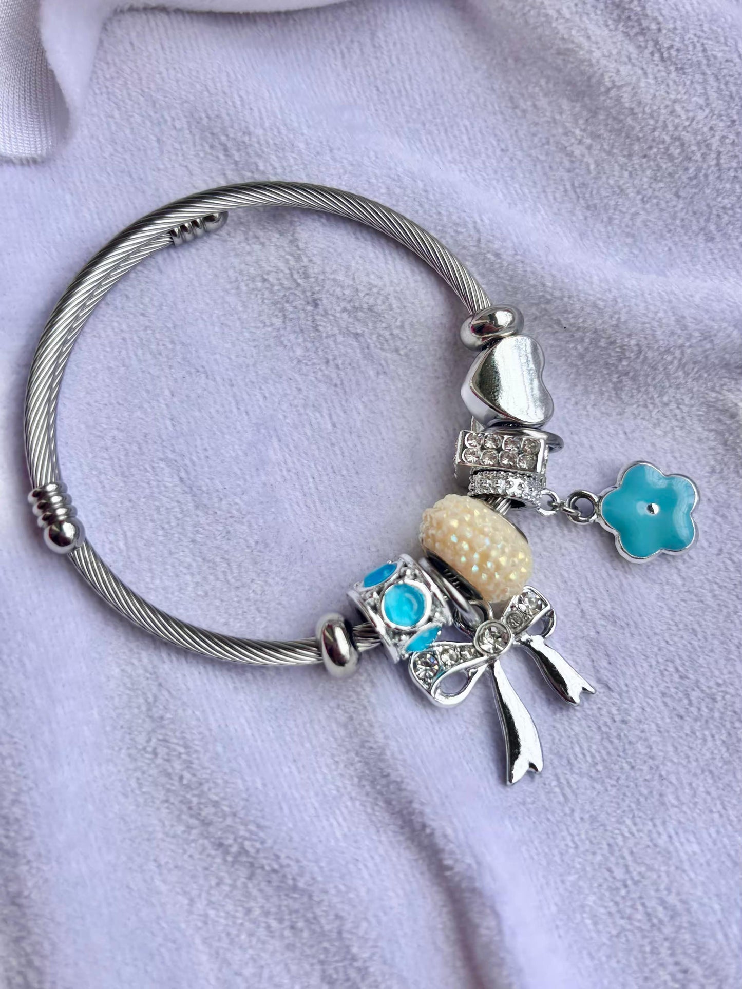 Pandora Charms Pretty Blue Bracelet ( Silver )