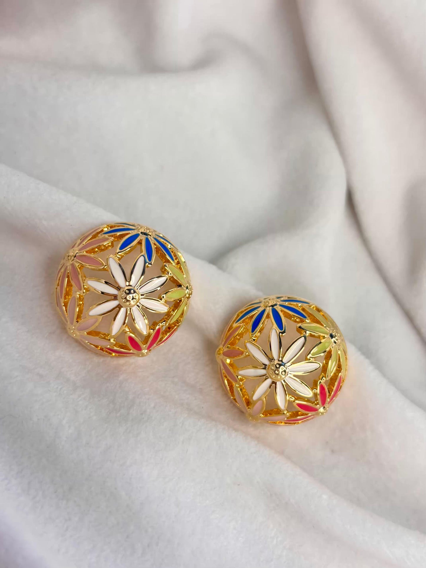 Net Ball Earrings 18K Gold Plated Premium Earrings