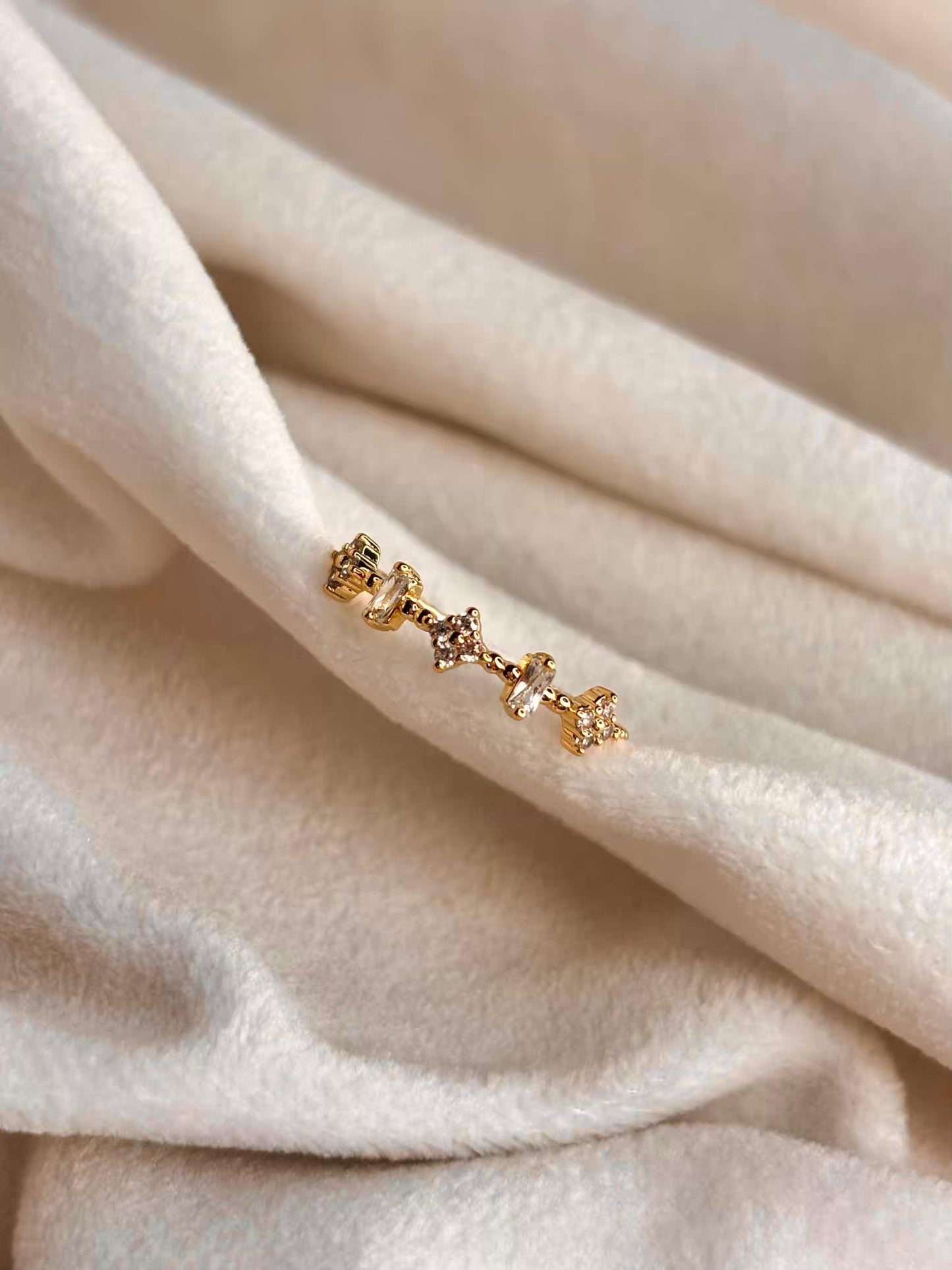 Tiny Clovers Ring 18K Gold Plated Adjustable Ring
