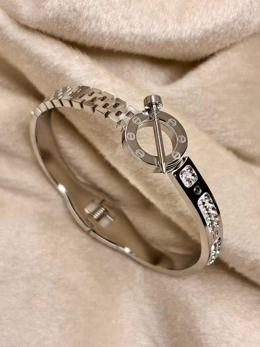 For Thin Wrist Glassy Nail Studded Bangle Silver plated Premium Bangle 2.2 - 2.4 Size