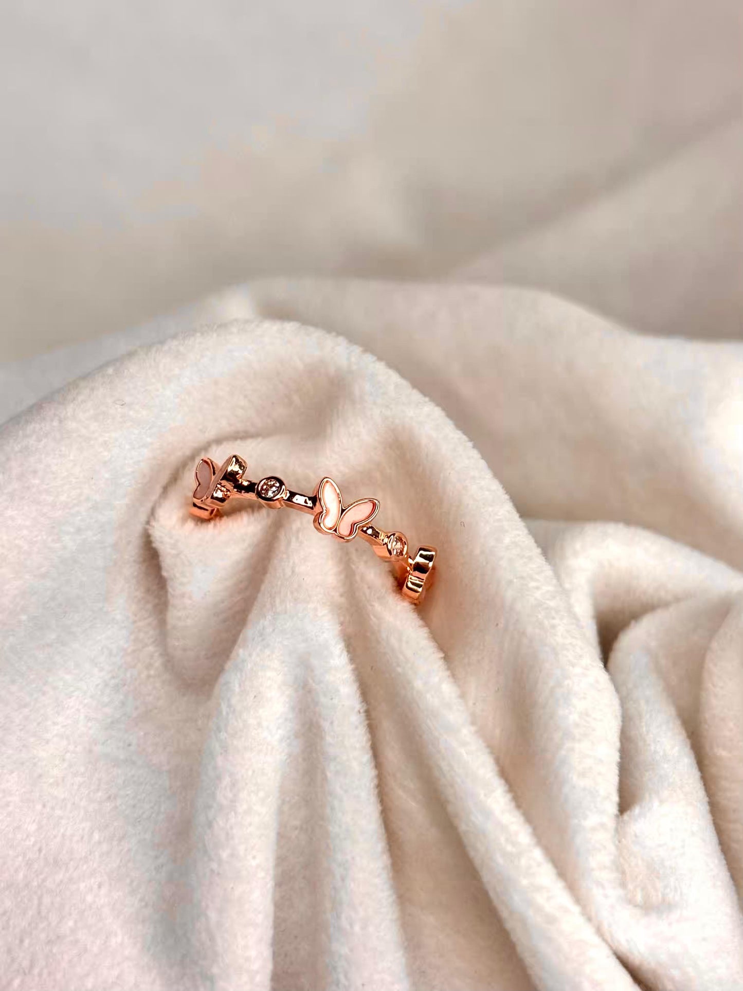 Butterfly Rose Gold Plated Adjustable Ring