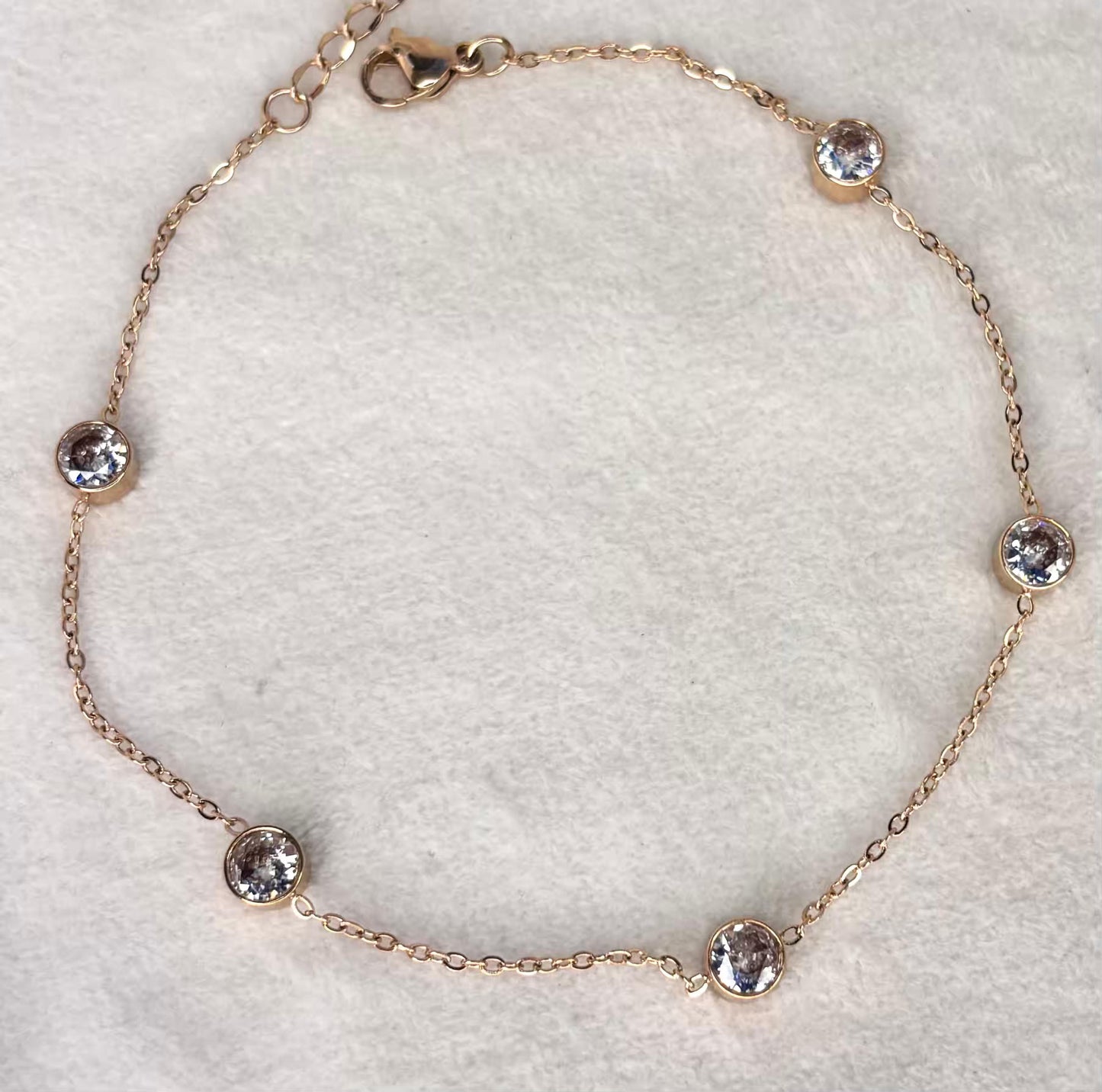 Minimal Round Studded 18K Gold Plated Premium Anklet Payal with Golden hooks