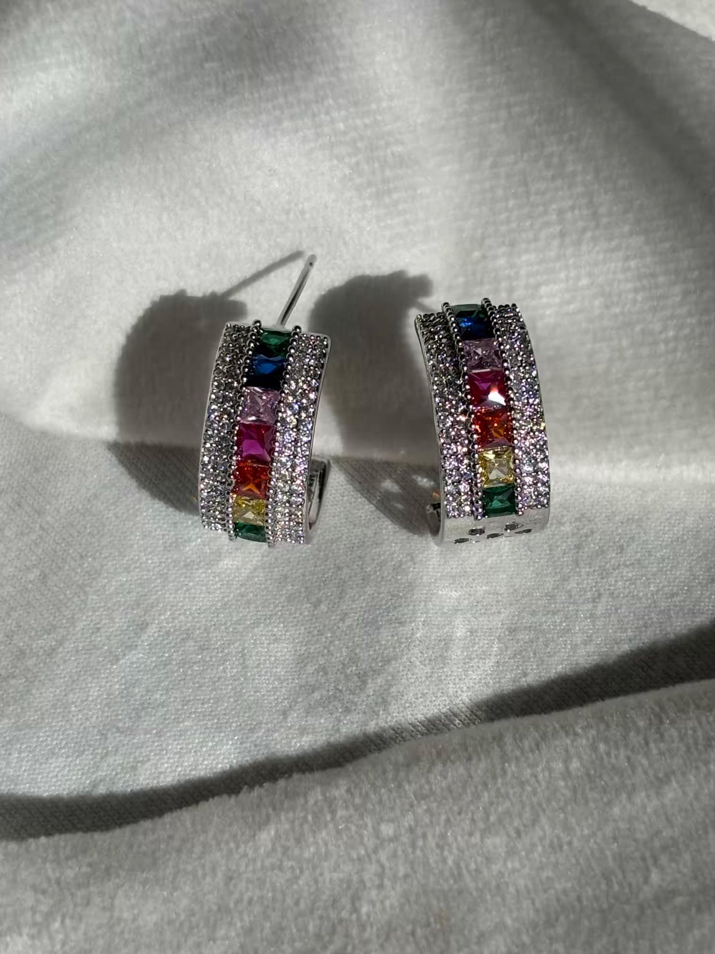 Color Studds Earrings Silver Plated Premium Earrings