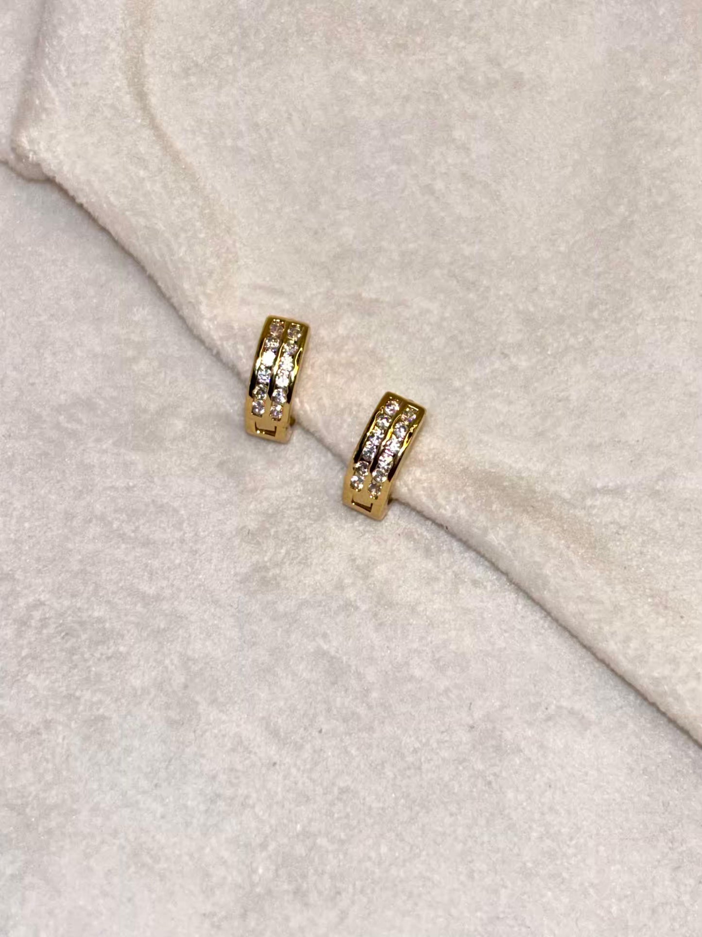 Tiny Thick Studded Hoops Bali Earrings - 18K Gold Plated Earrings