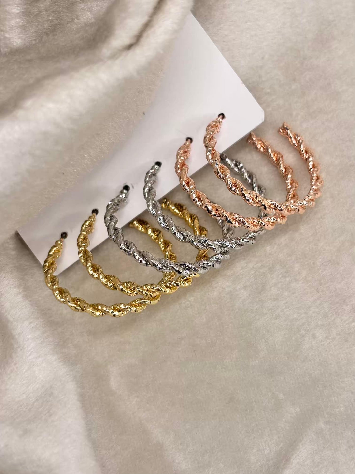 Multi Toned Twisted Hoops Premium Earrings ( Prepaid Only )