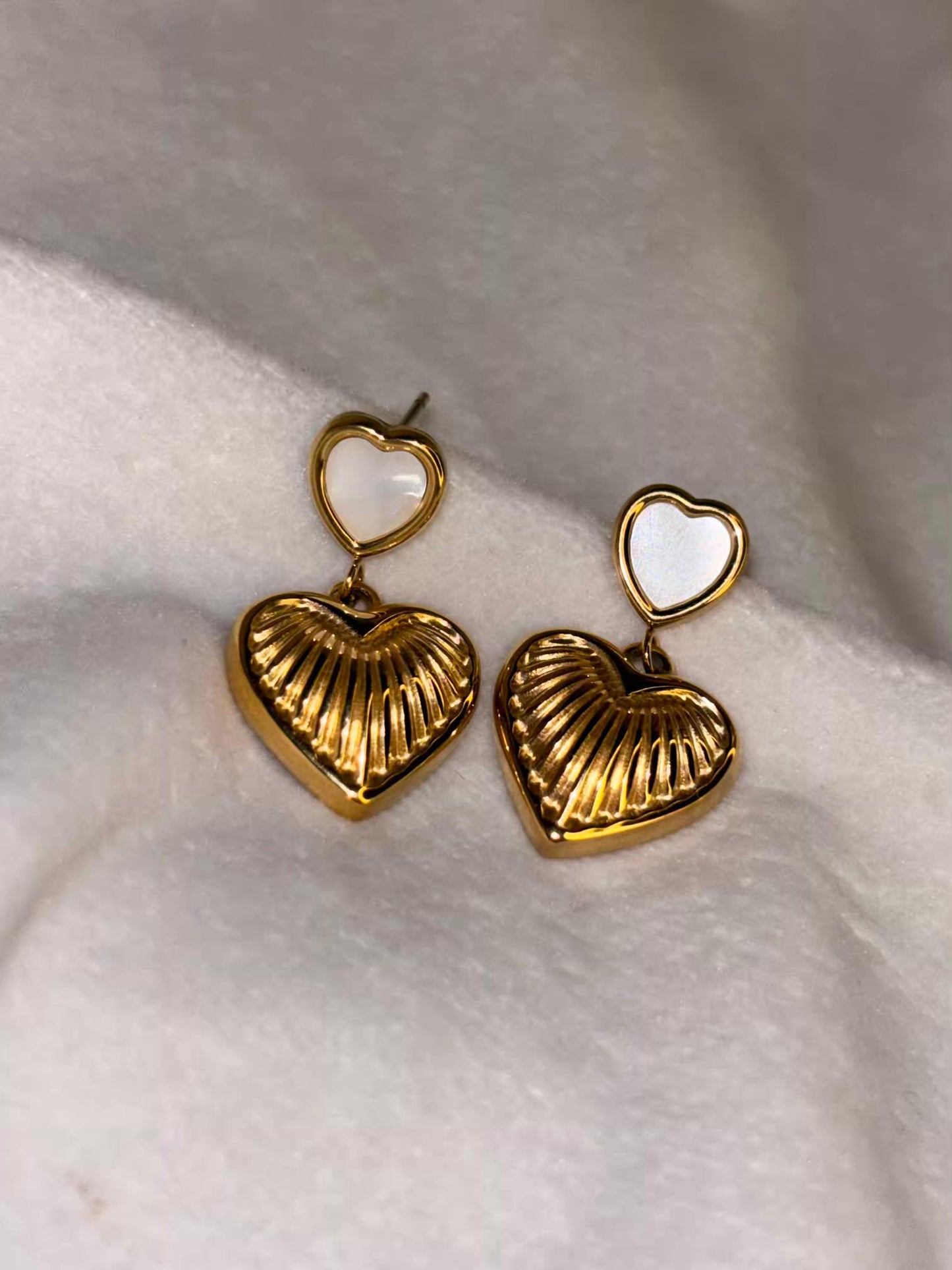 Heart Dangle Earrings 18K Gold Plated Premium Earrings