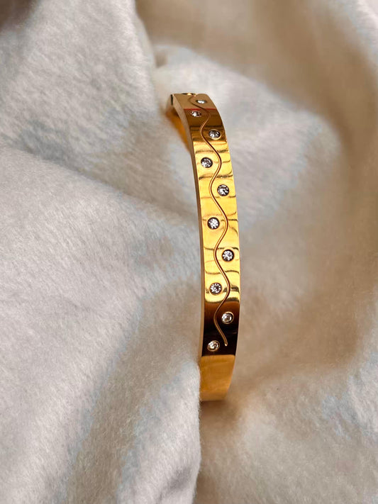 For Thin Wrist Studded Band 18K Gold plated Premium Bangle 2.2 - 2.4 Size