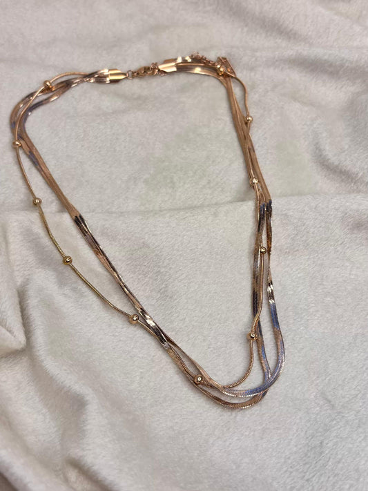 Three Layered Snake Chain Necklace 18K Gold Plated Premium Necklace