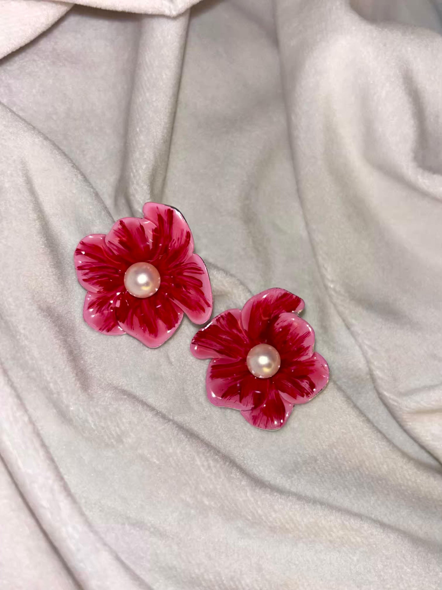Red Flora Studds Earrings 18K Gold Plated Premium Earrings