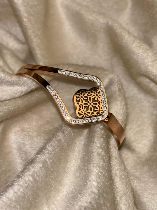 For Thin Wrist Studded Interlock Bangle 18K Gold plated Premium Bangle 2.2 - 2.4 Size