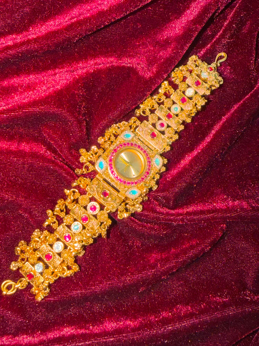 Rajsi Gulbahar Heritage Watch Rakhi in Premium Swarovski (Free Initial)