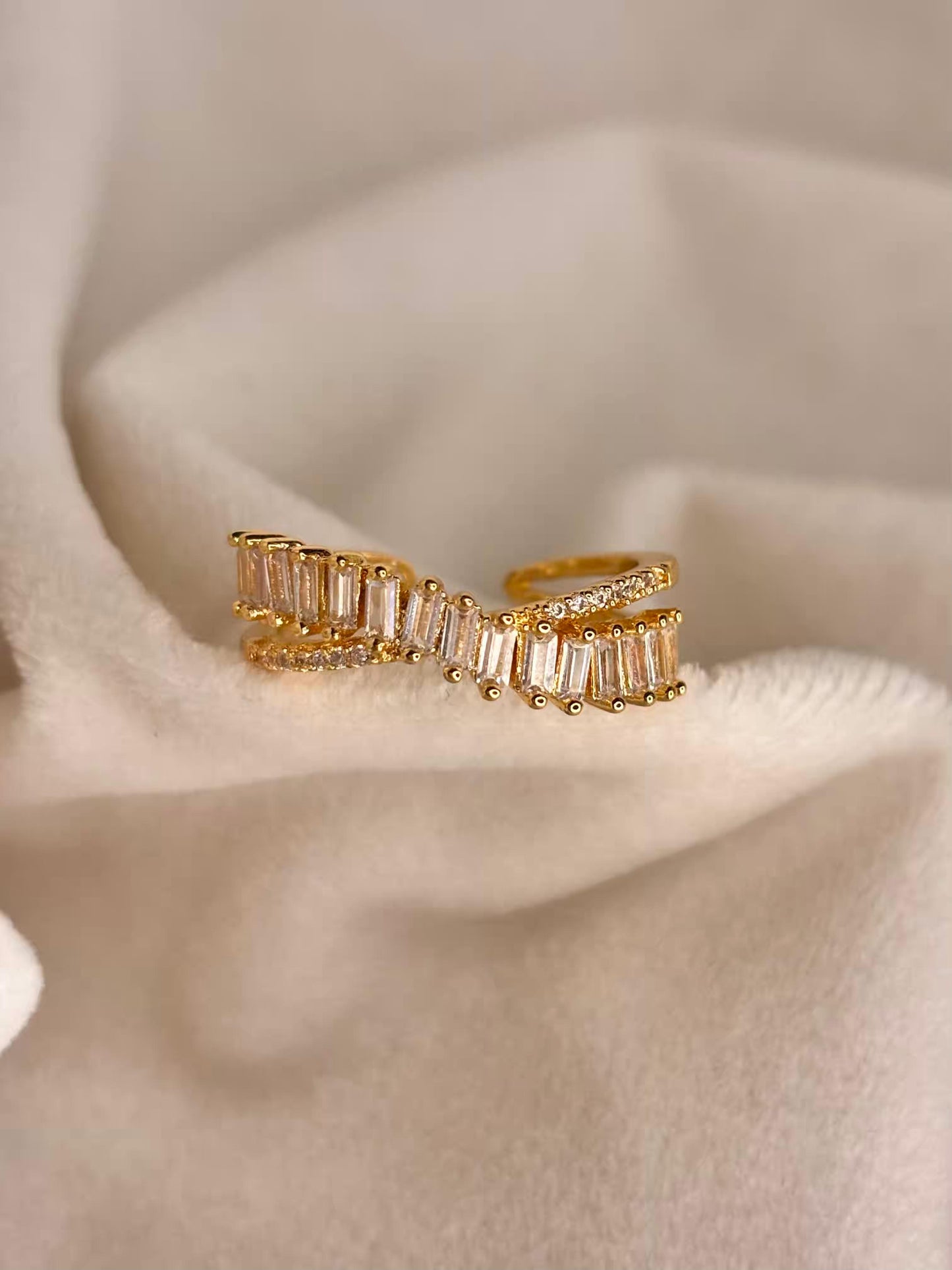 Criss Cross 18K Gold Plated Adjustable Ring