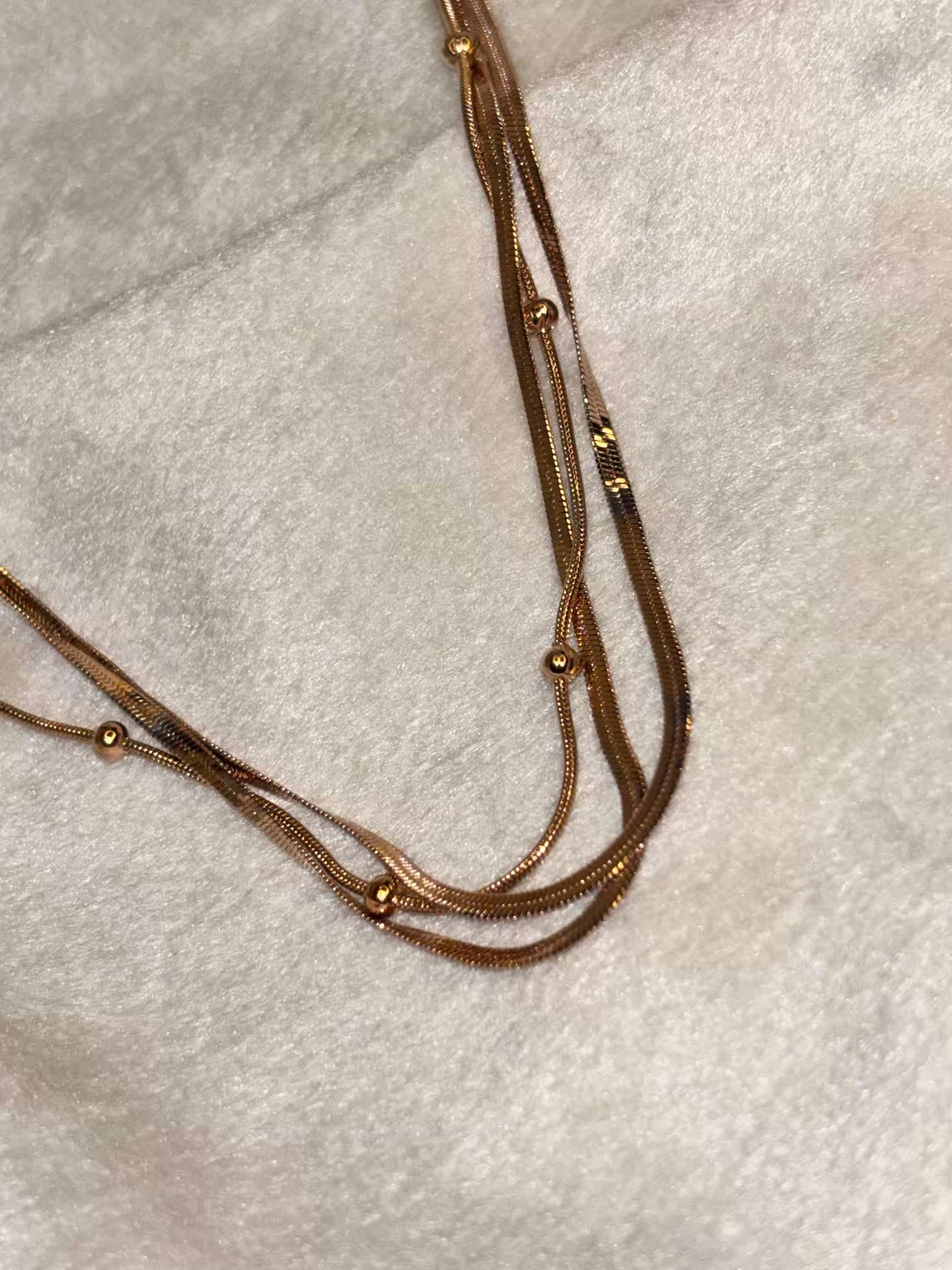 Three Layered Snake Chain Necklace 18K Gold Plated Premium Necklace