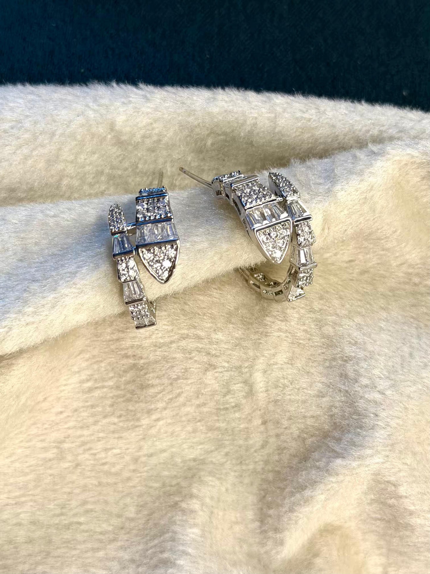 Serpent Ear Huggies Earring Silver Plated