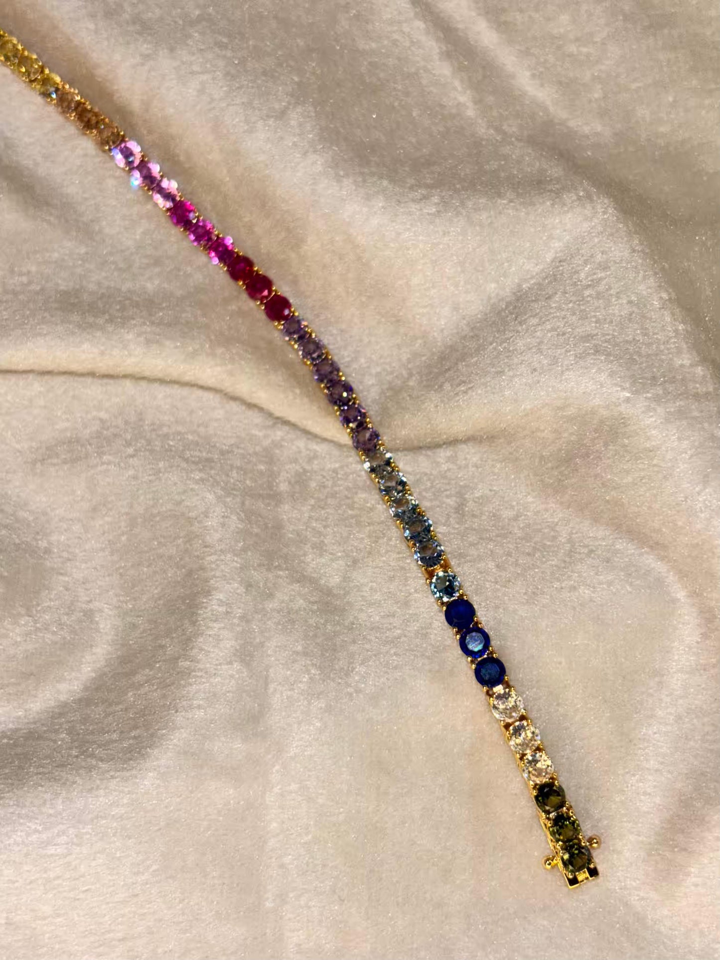 Multicolored Gem Studded 18K Gold plated Premium Tennis Bracelet
