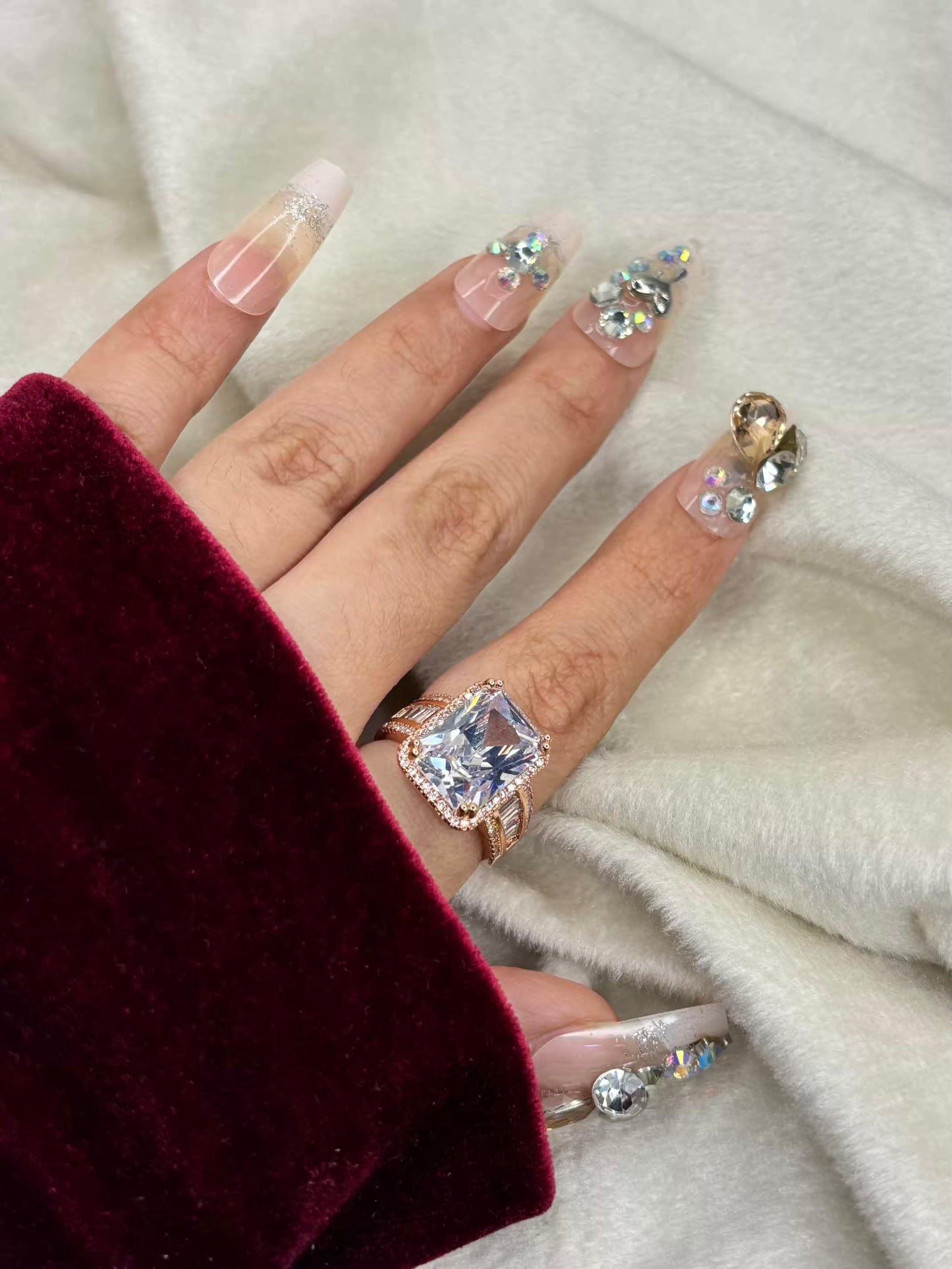 Solitaire Studded Ring Rose Gold Plated Premium Ring