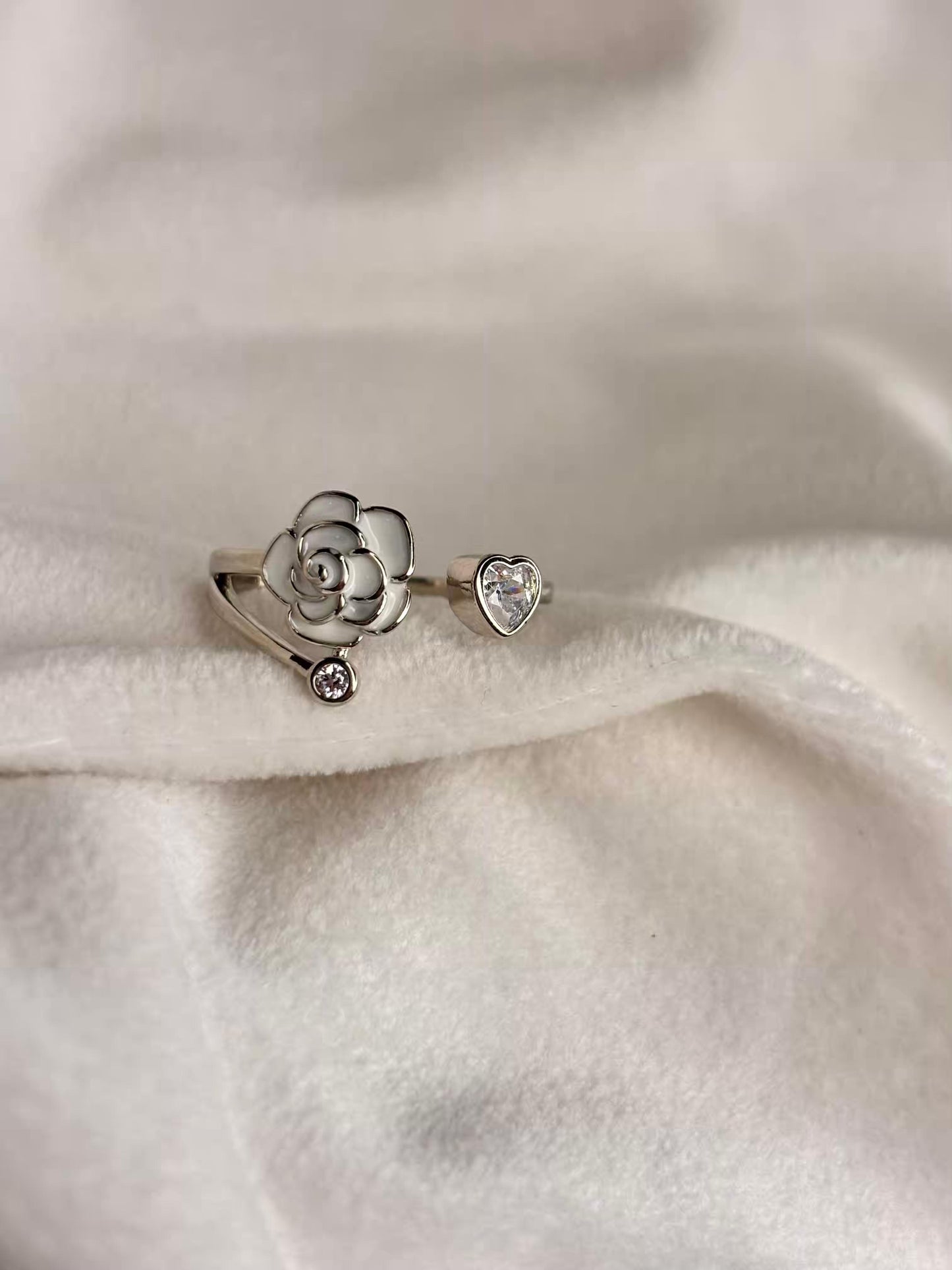 Rose Triad Ring (Silver)Adjustable Ring