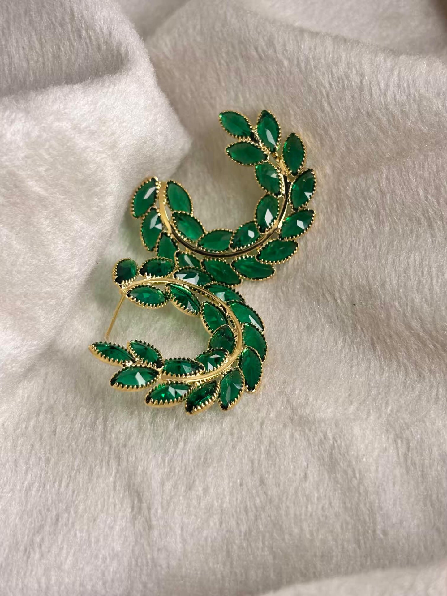 Green Spiral Earrings 18K Gold Plated Earrings Premium Earrings
